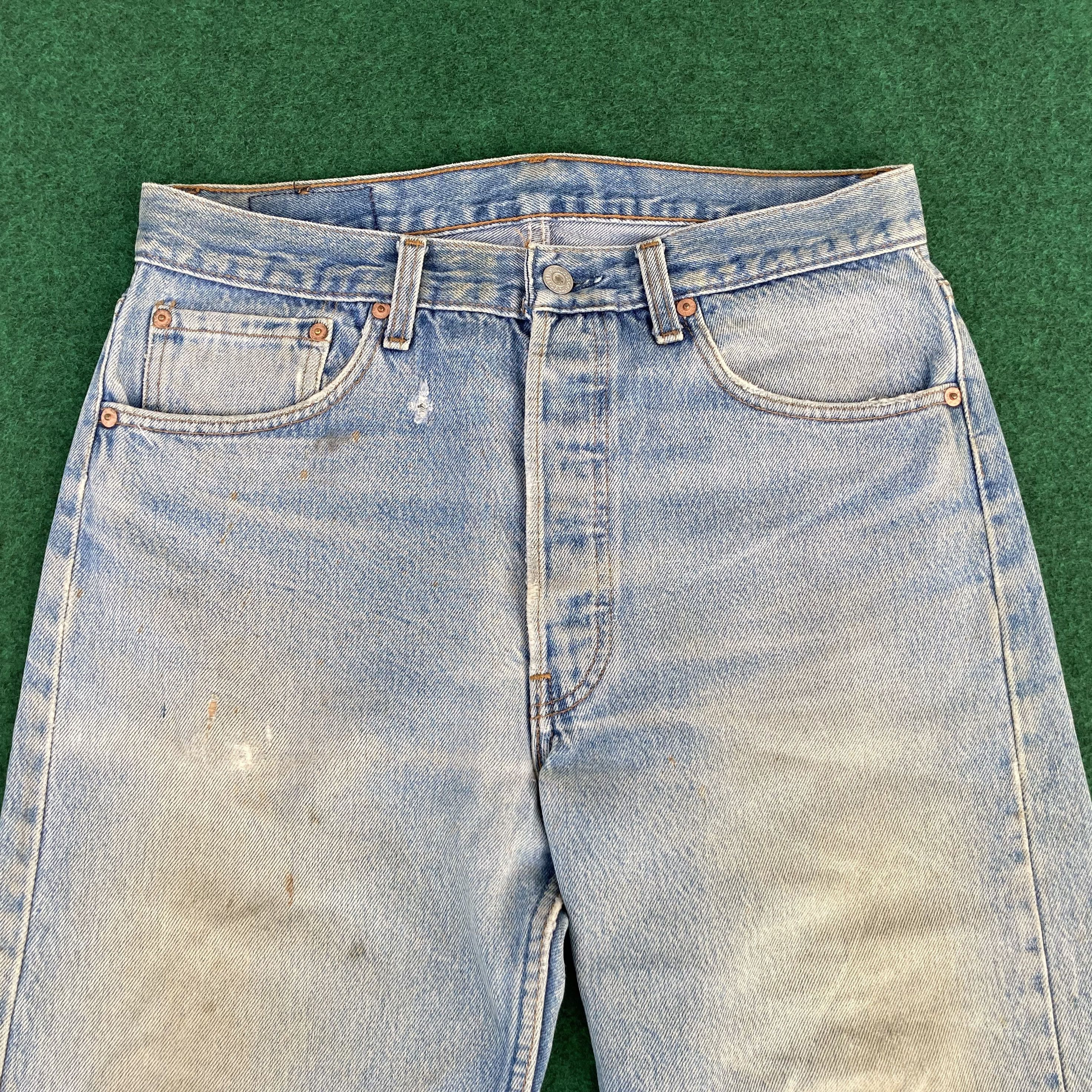 Levi's × Vintage Vtg Levis 501 Distressed Ripped Light Blue Dirty Jeans Size US 31 - 3 Thumbnail
