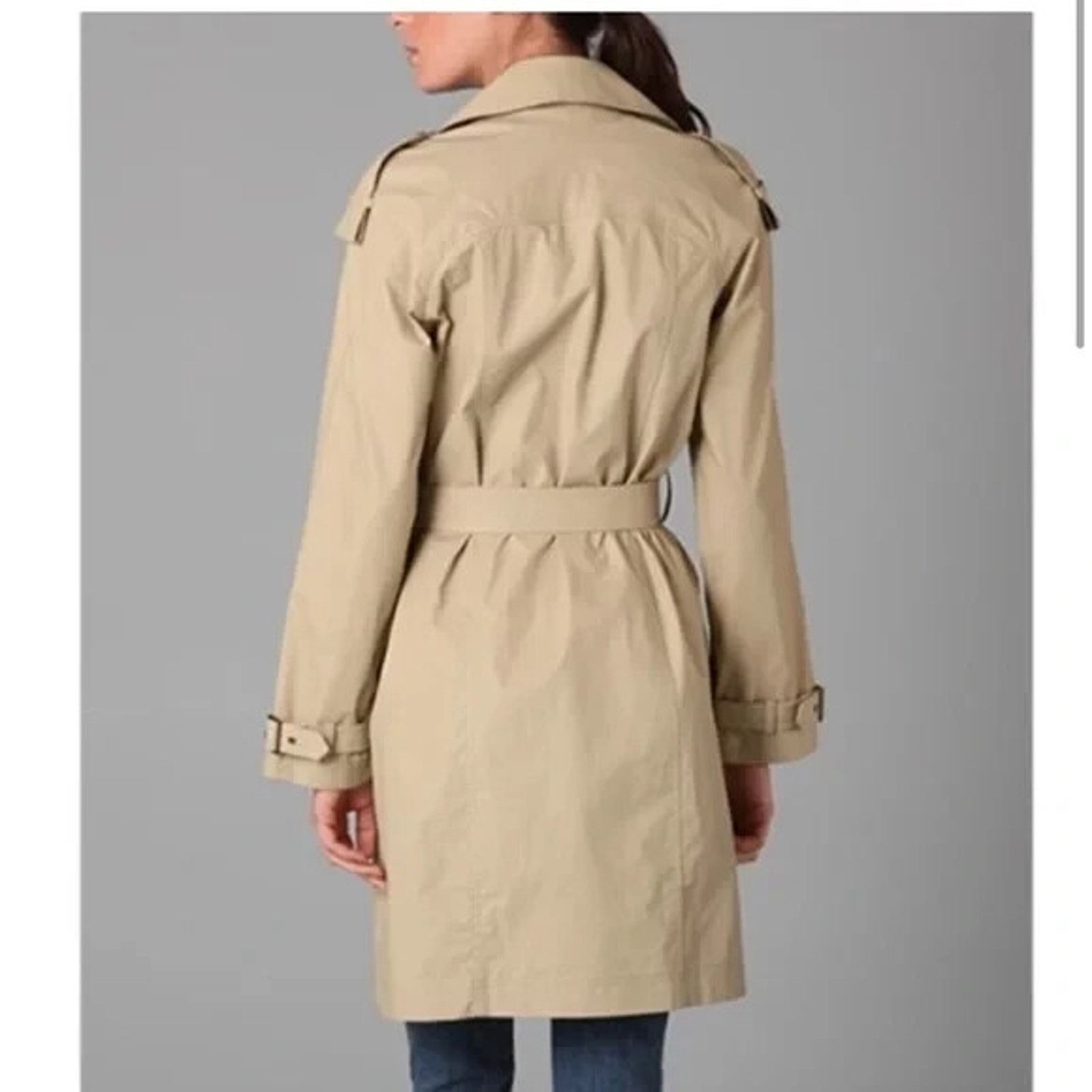 Vince Vince Designer Womens Tan Khaki Wax Belted Trench Coat Small Size S / US 4 / IT 40 - 2 Thumbnail