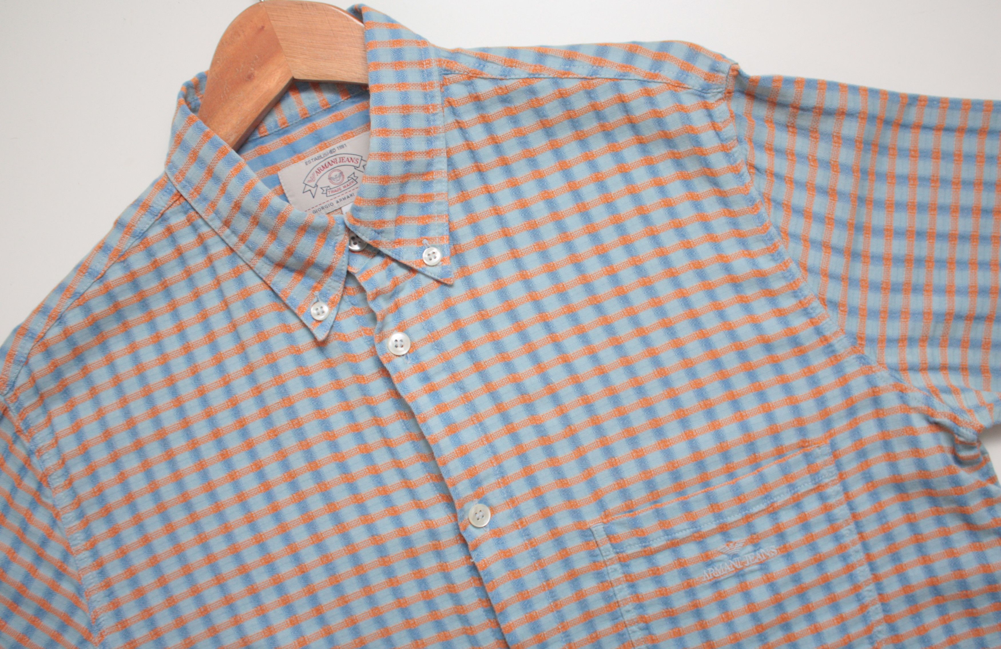 Armani Armani Jeans Vintage Short Sleeve Shirt Men's Large Size US L / EU 52-54 / 3 - 1 Thumbnail