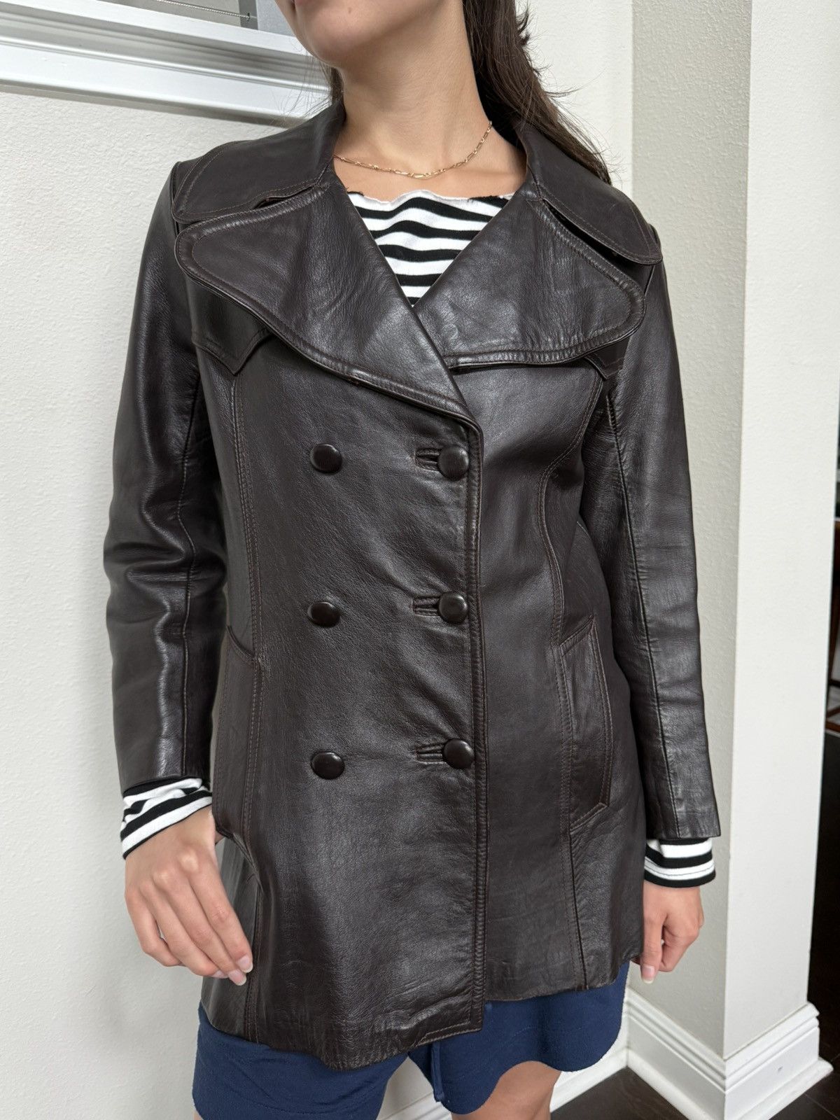 Other 1970s Made in England Brown Leather Coat GABEV Original Size S / US 4 / IT 40 - 3 Thumbnail