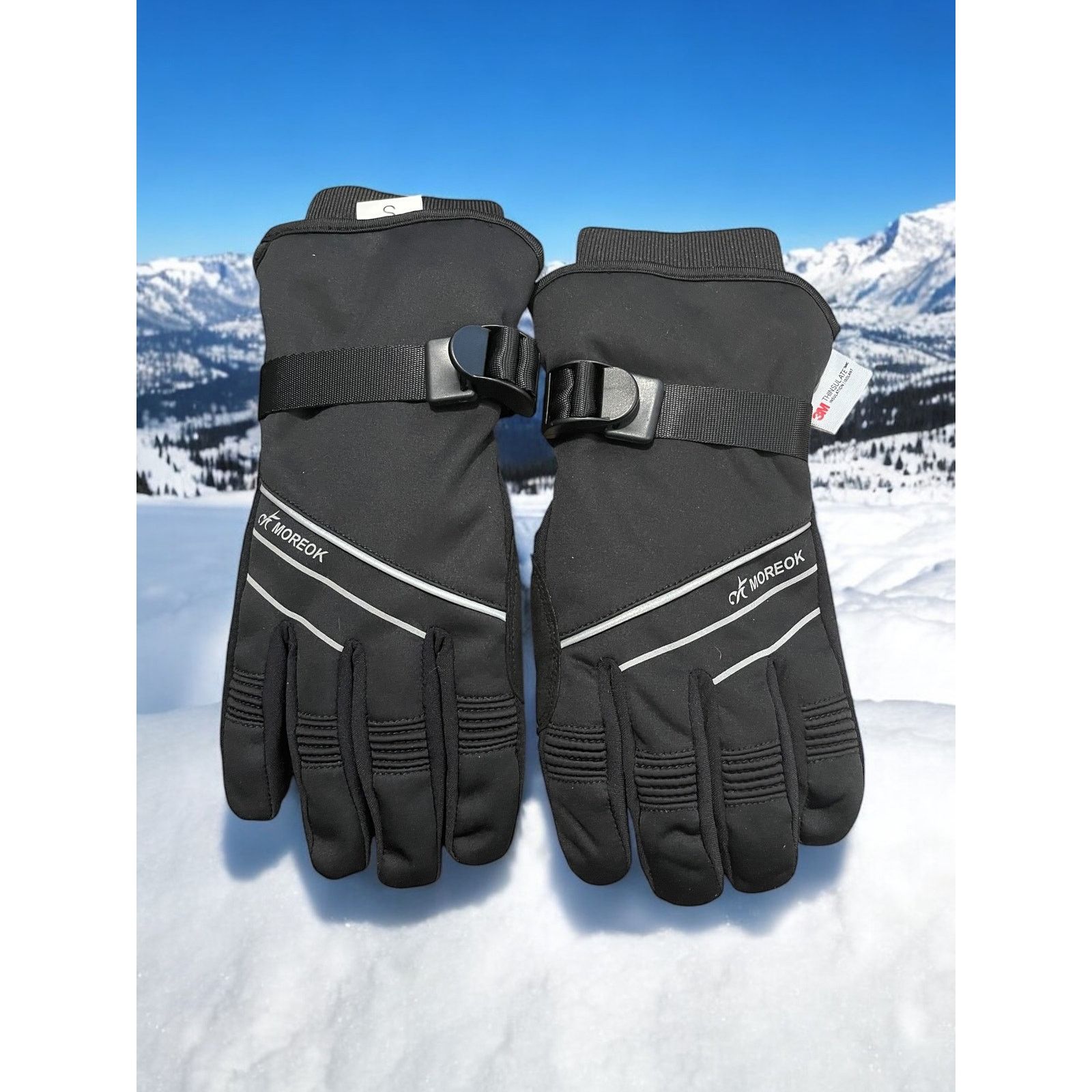 Unknown London MOREOK Winter Black Snow Skiing Gloves Padded Sz S Women's Size ONE SIZE - 3 Thumbnail