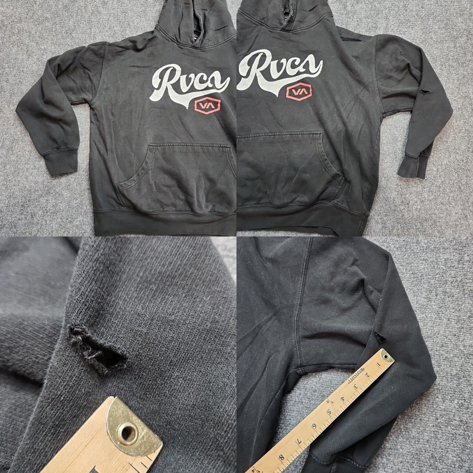 RVCA RVCA Hoodie Men 2XL Black Pullover White Red Graphic Logo Sweatshirt Size US XXL / EU 58 / 5 - 8 Thumbnail