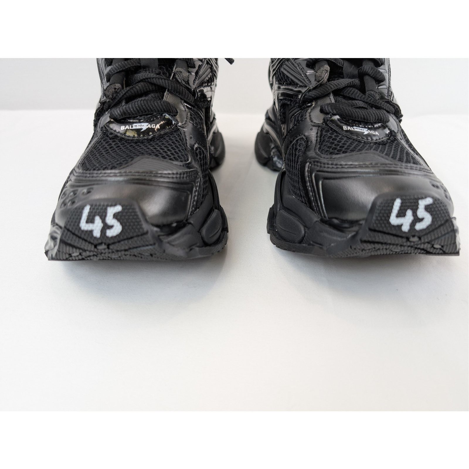 Balenciaga o1rshd1 Monocolor Mesh Rubber Runner Sneakers in Black Size US 12 / EU 45 - 11 Thumbnail