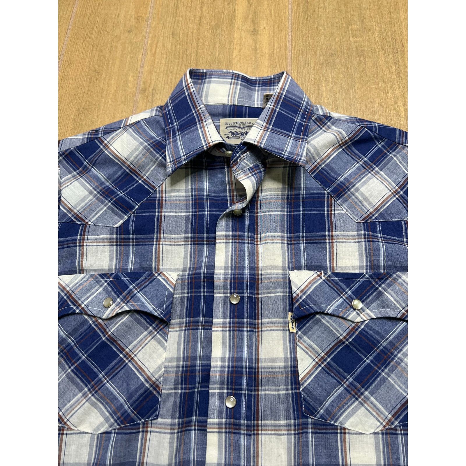 Levi's Vintage Levi’s Western Plaid Pearl Snap Shirt Blue Mens S Size US S / EU 44-46 / 1 - 12 Thumbnail