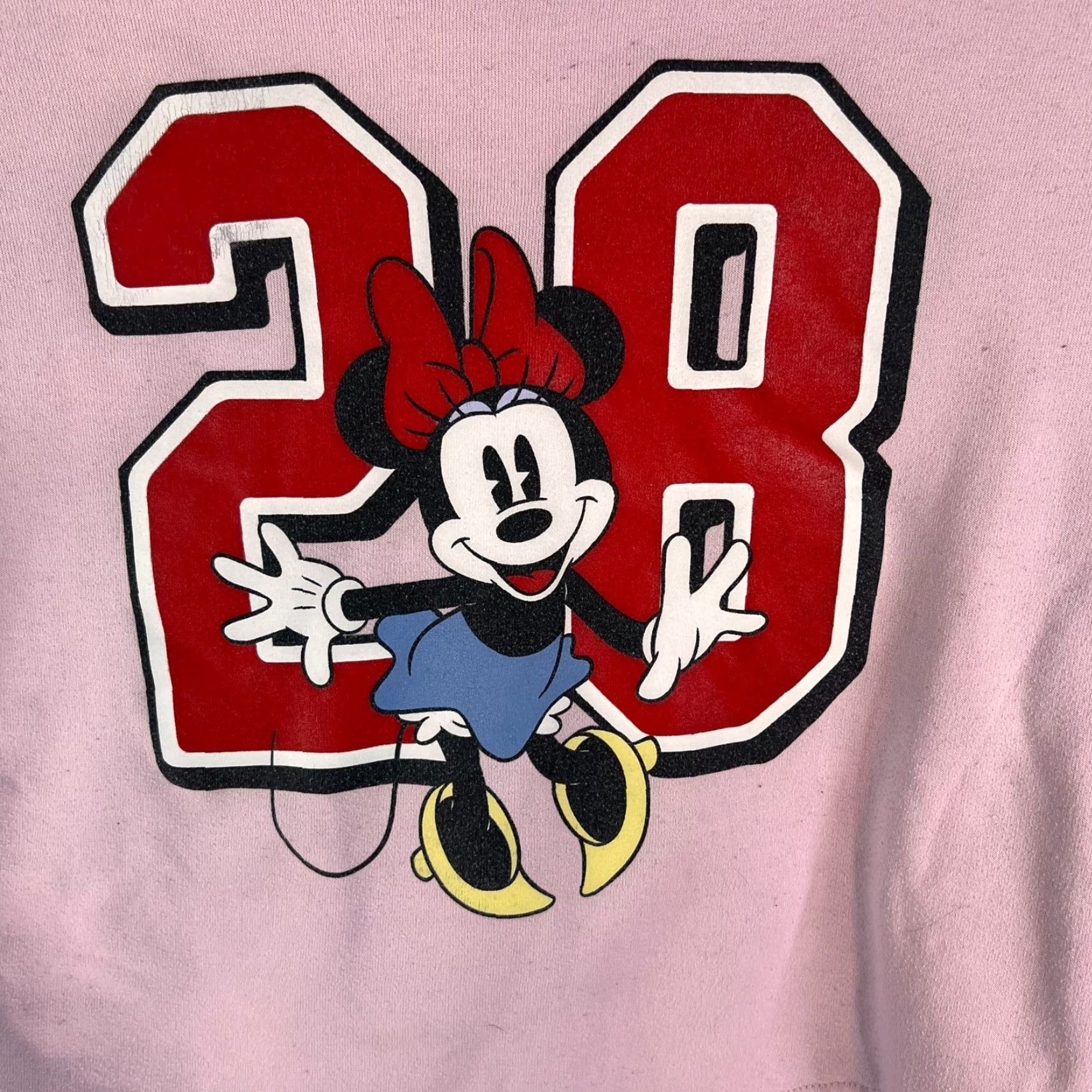 Disney VINTAGE Minnie Mouse Crop Top Hoodie Womens Size M Pink #28 Graphic Size M / US 6-8 / IT 42-44 - 2 Thumbnail