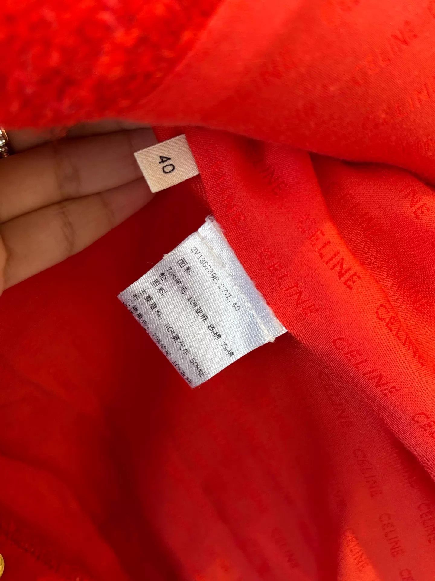Celine Celine red tweed four-pocket coat gold button 40 mint Size S / US 4 / IT 40 - 5 Thumbnail
