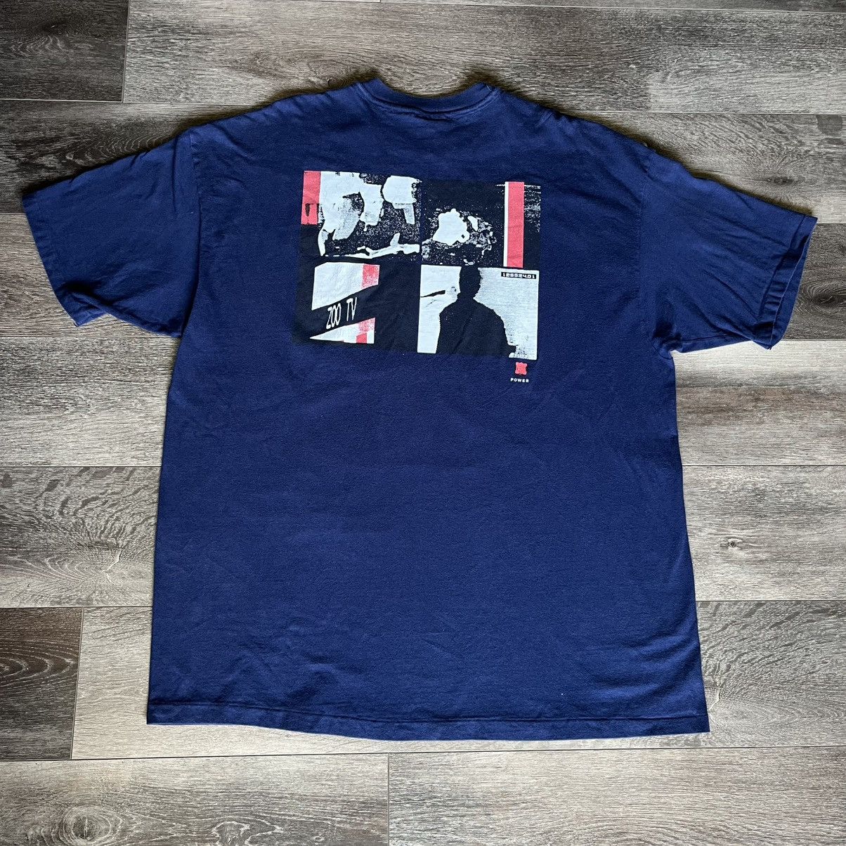 Band Tees × Vintage Vintage 1990s U2 MTV Zoo TV Band Tour Graphic Logo Tee Shirt Size US XXL / EU 58 / 5 - 2 Thumbnail