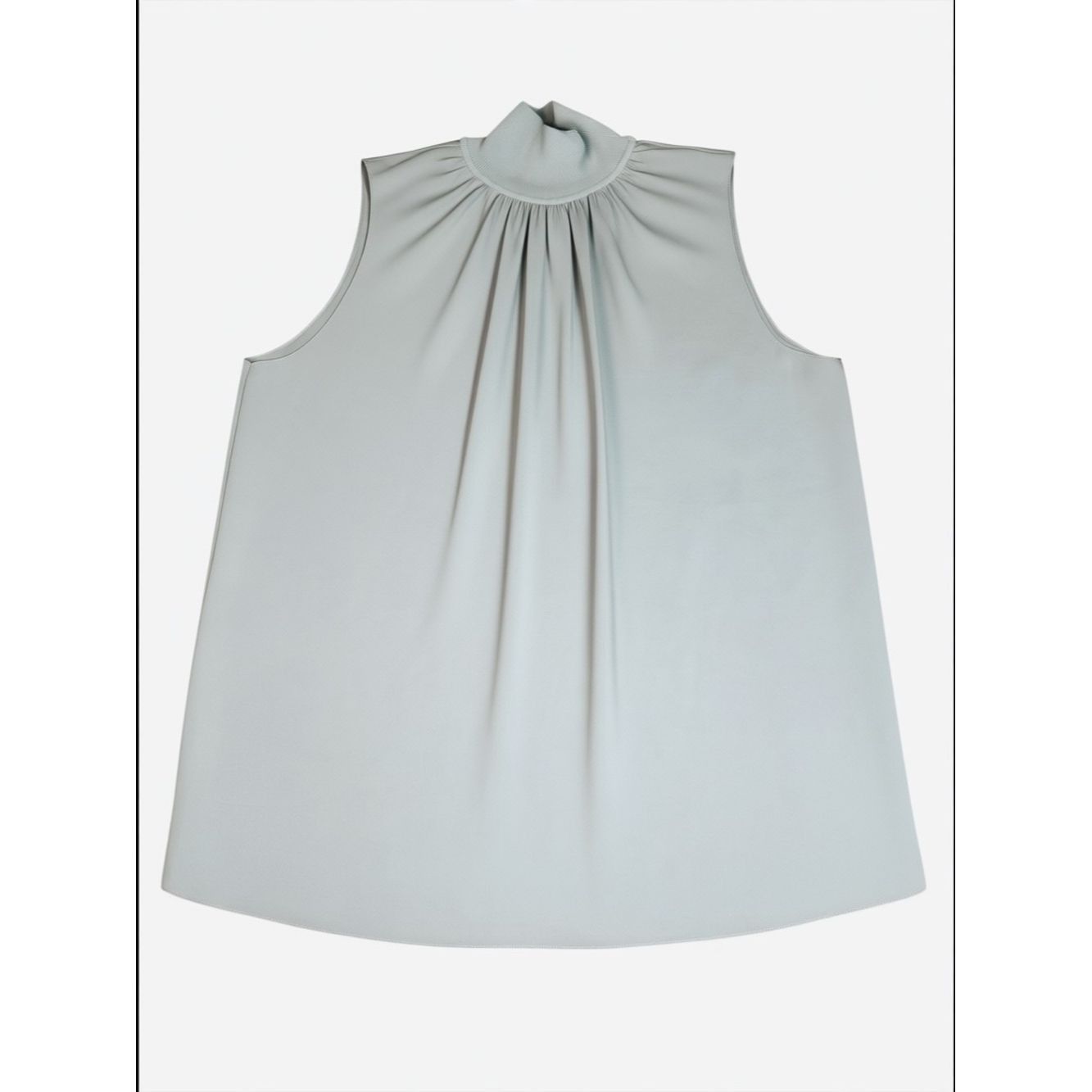 Theory New Theory Ribbed Neck Shell Silk Combo Light Grey Top Size Size M / US 6-8 / IT 42-44 - 3 Thumbnail