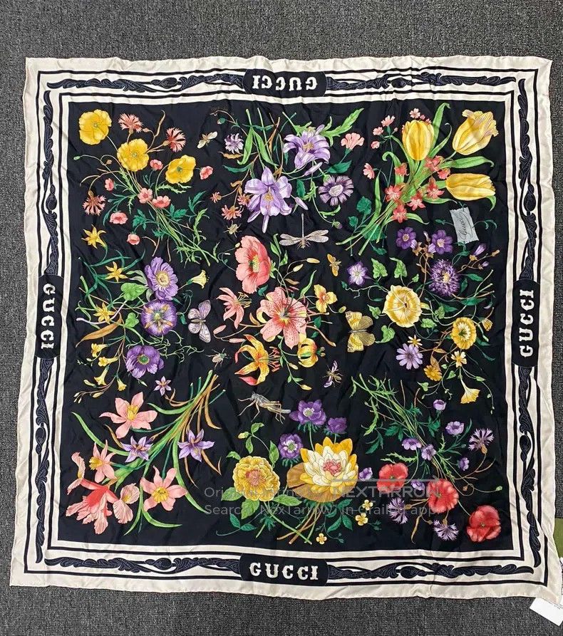 Gucci Gucci Floral logo silk scarf Size ONE SIZE - 2 Thumbnail