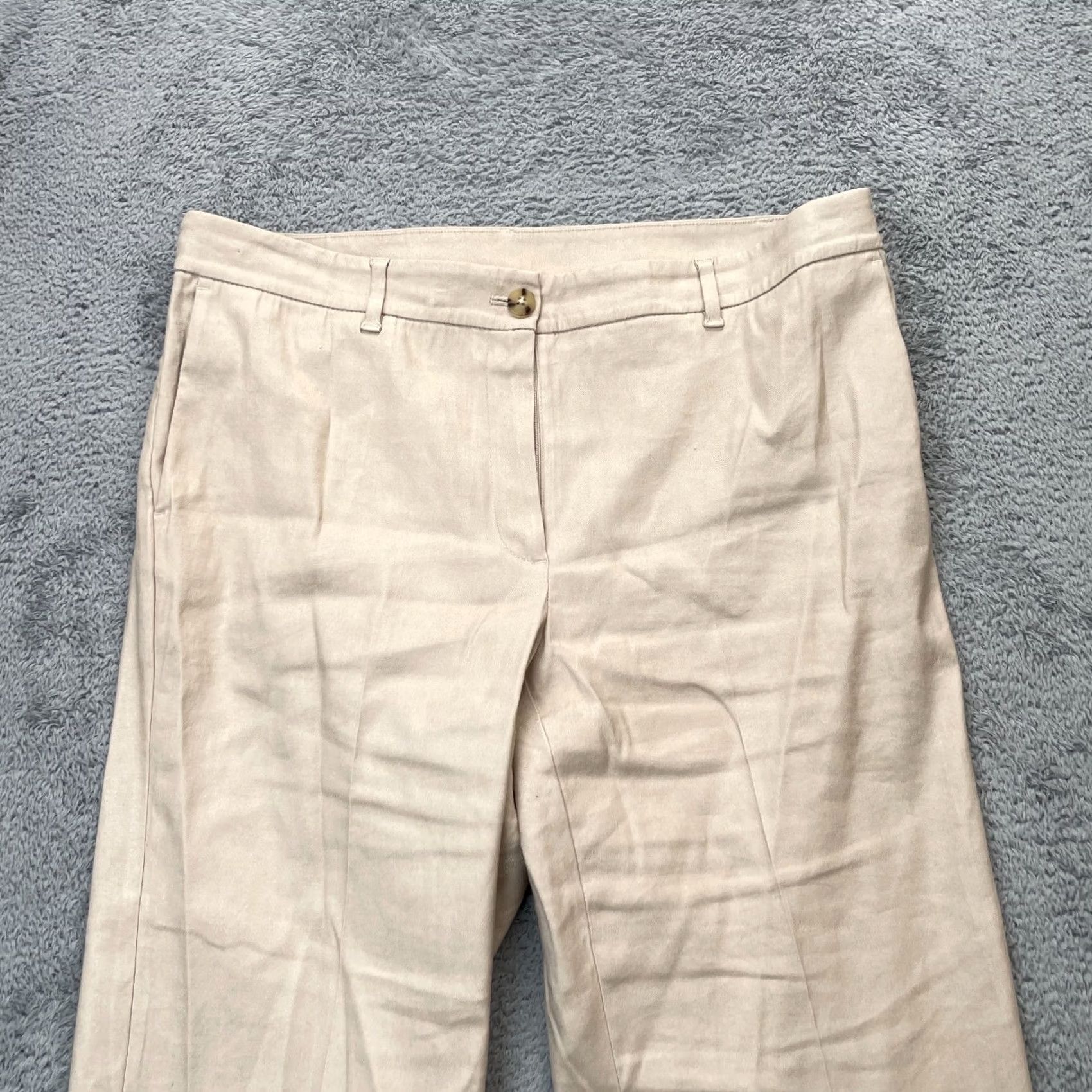 J. Jill J. Jill Pants Womens 14 Beige Cropped Linen Stretch Straight Leg Business Formal Size 24" / US 00 / IT 34 - 2 Thumbnail