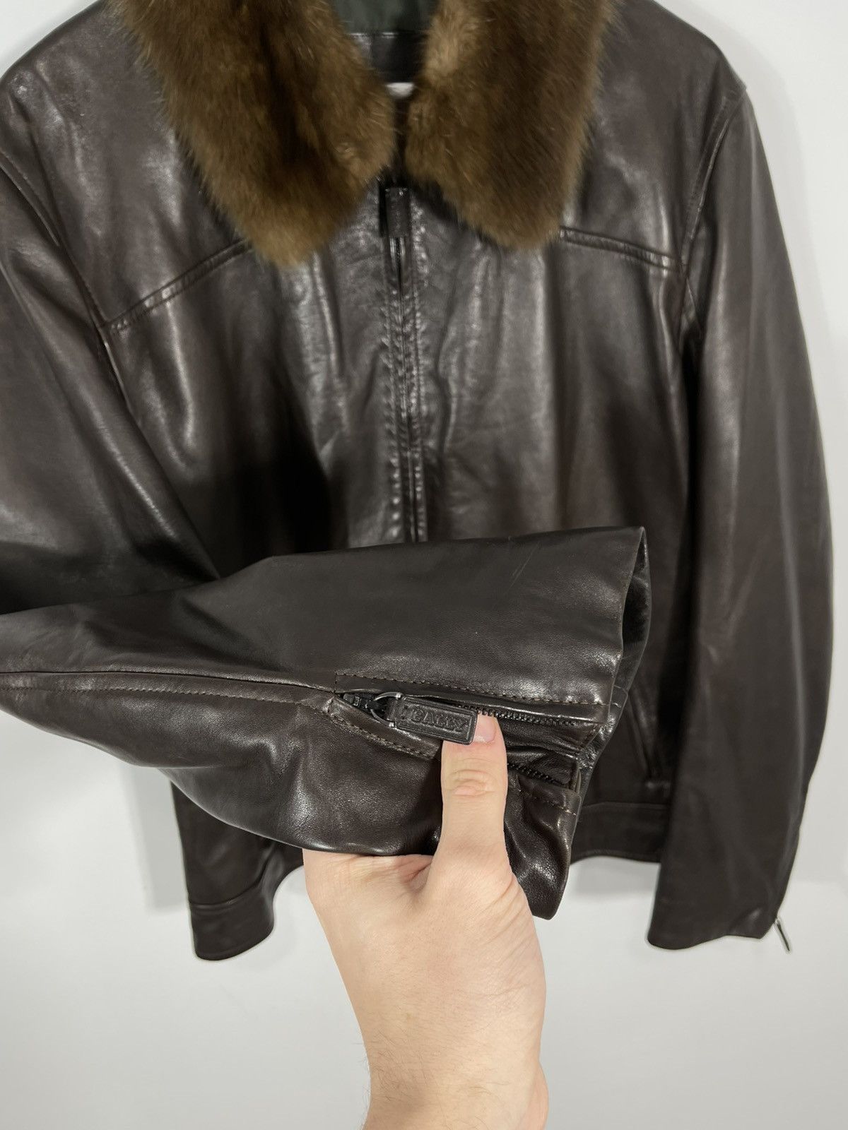Bally Vintage BALLY Brown Soft Leather Jacket with Fur Collar Size US L / EU 52-54 / 3 - 6 Thumbnail