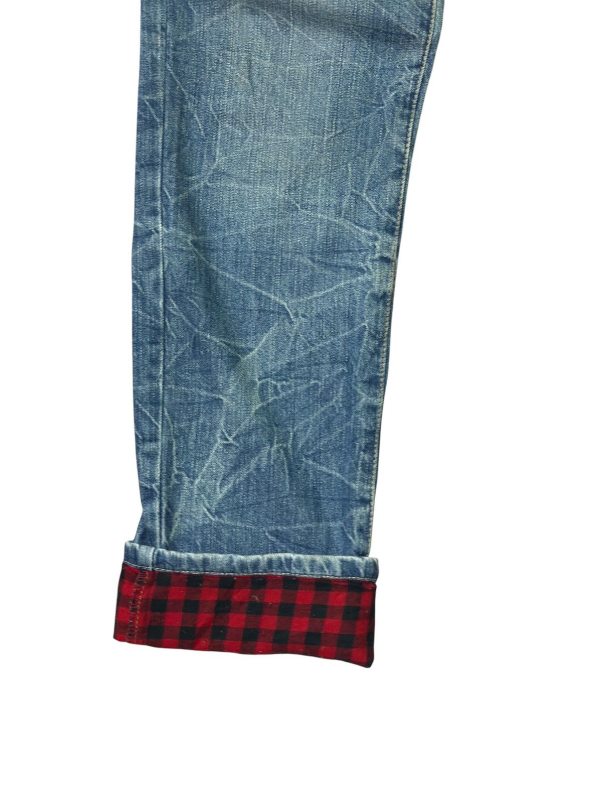 Japanese Brand Distressed Plaid Tartans Junya Watanabe Denim Jeans Size US 31 - 9 Thumbnail