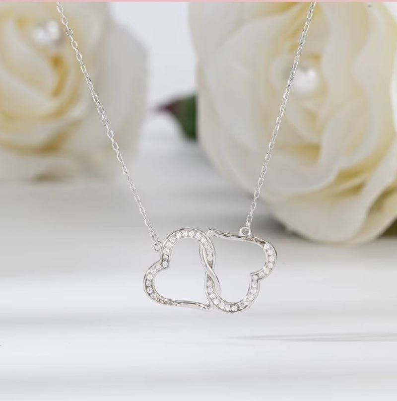 Sterling Silver 2 Hearts Bonded Together For Life Necklace