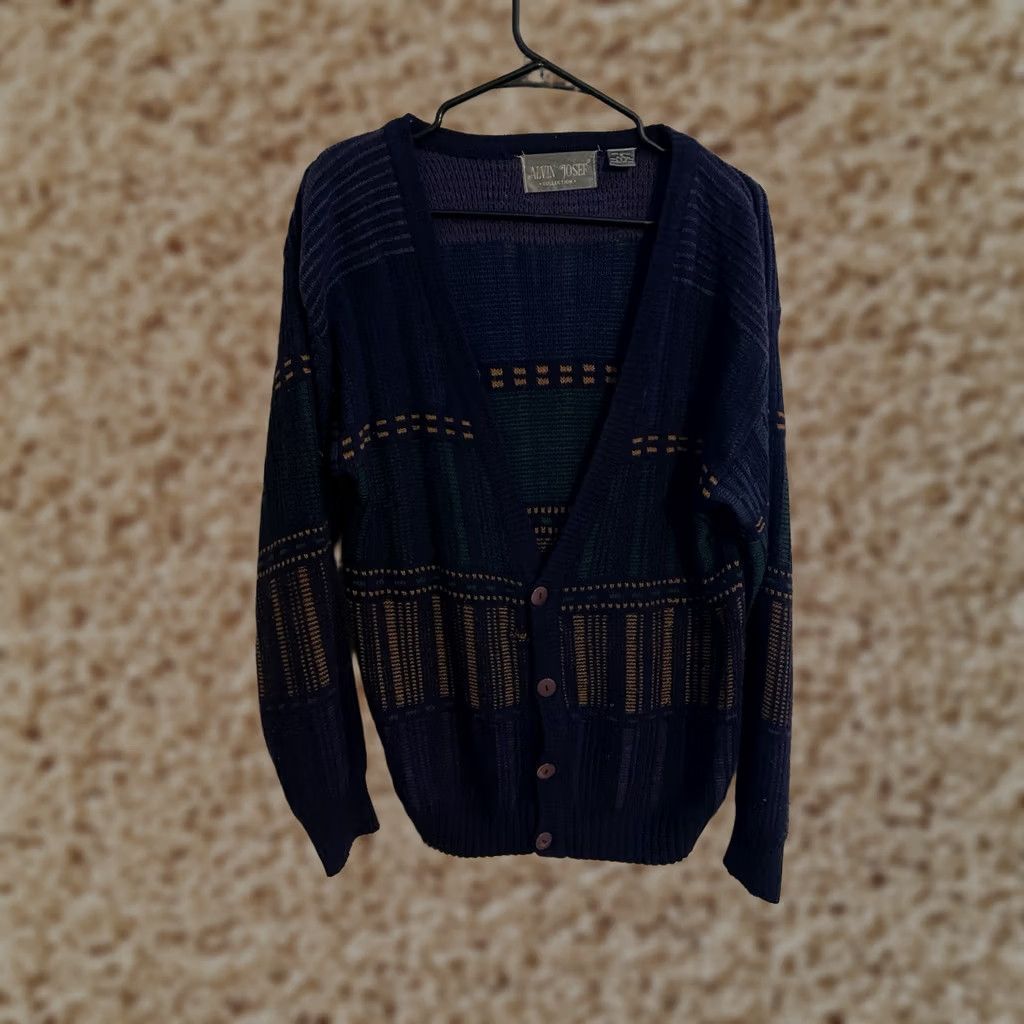 Vintage VINTAGE Alvin Josef Purple Acrylic Knit Grandpa Cardigan Sweater Men's Medium Size US M / EU 48-50 / 2 - 1 Thumbnail