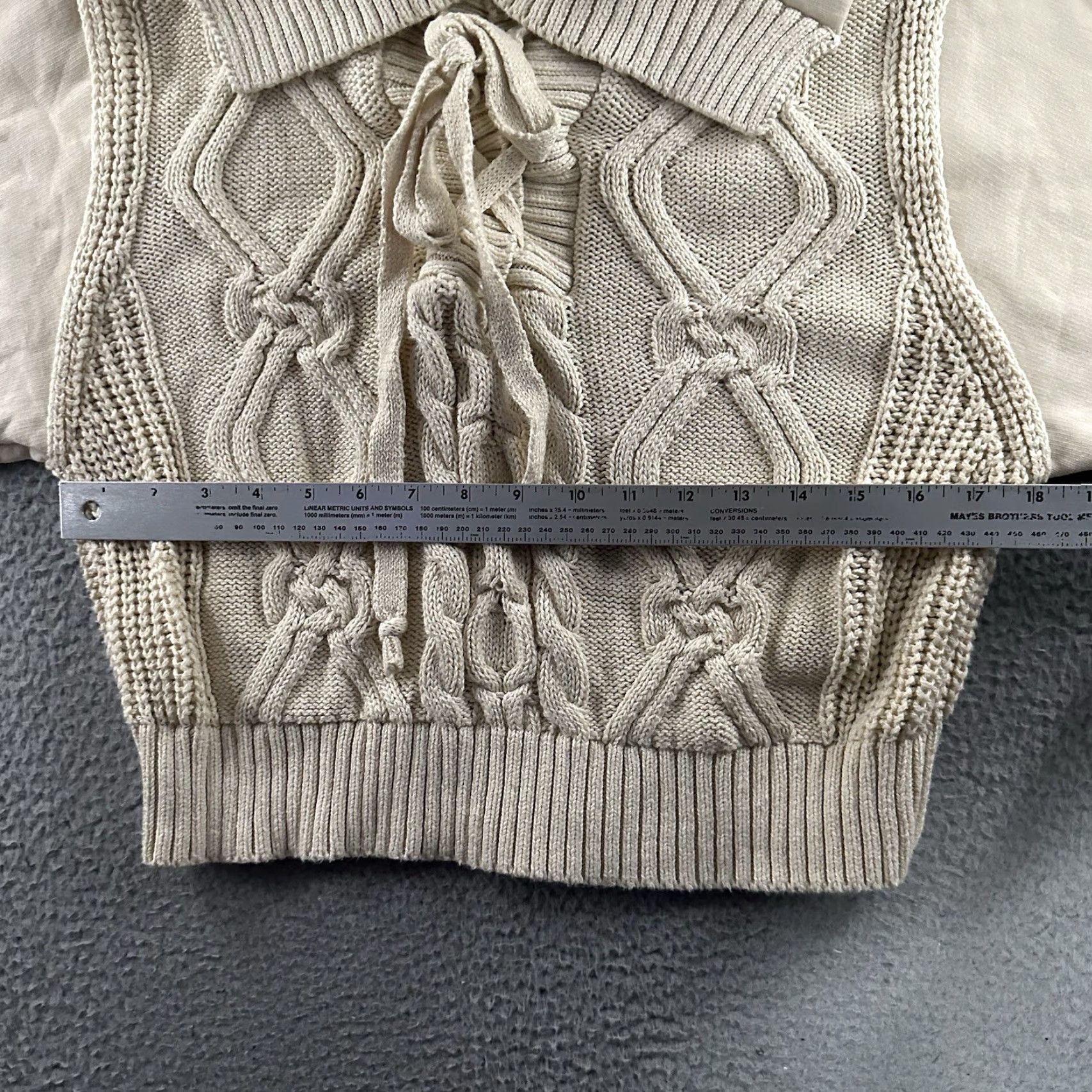 Vintage VINTAGE Pilcro Womens Sweater Beige Medium Anthologie Cable Laced Twofer Cotton Blend Size M / US 6-8 / IT 42-44 - 6 Thumbnail