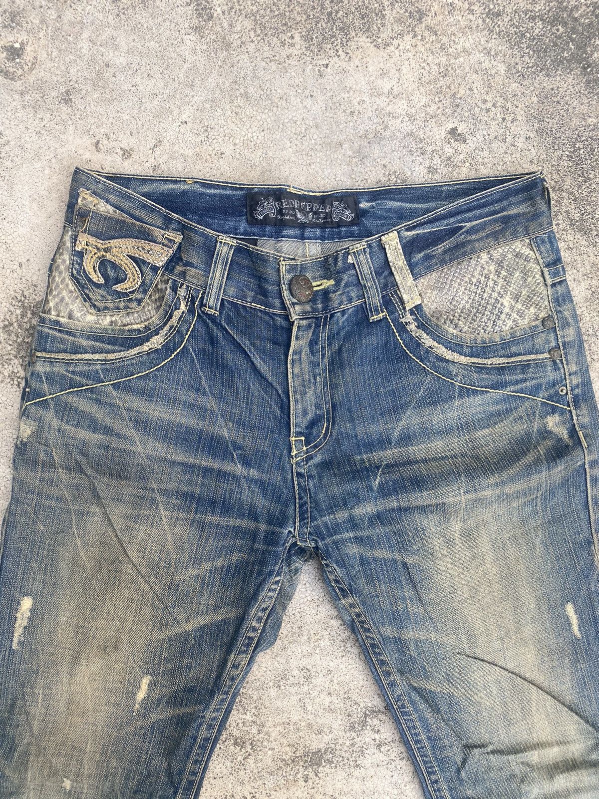 If Six Was Nine × Japanese Brand Flare Jeans Red Pepper Clawmark Snake Skin Size US 34 / EU 50 - 10 Thumbnail