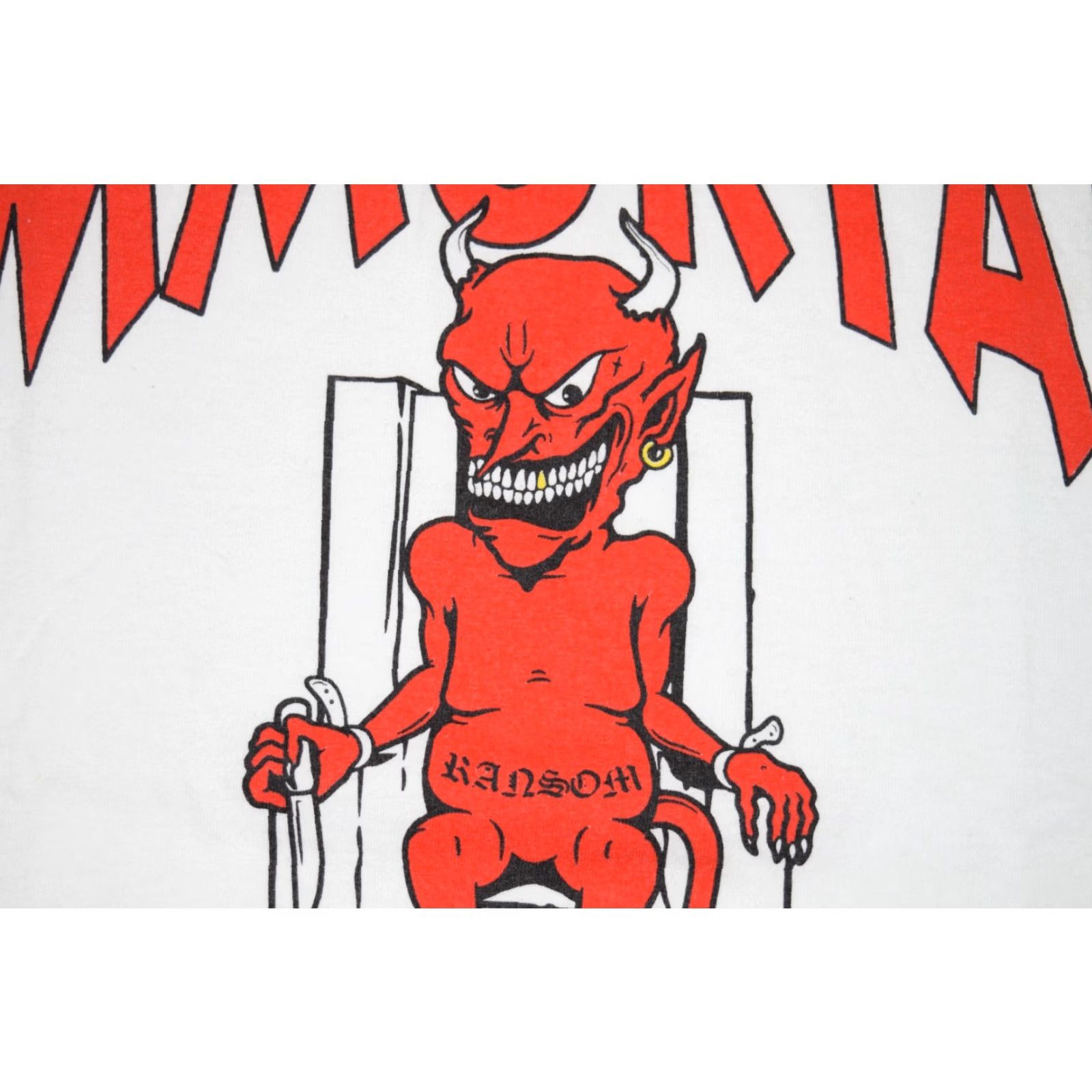 Vintage Ransom Immortal X Ransom T-Shirt Mens Large White Graphic Tee Skate Rap Devil 90s Size US L / EU 52-54 / 3 - 3 Thumbnail