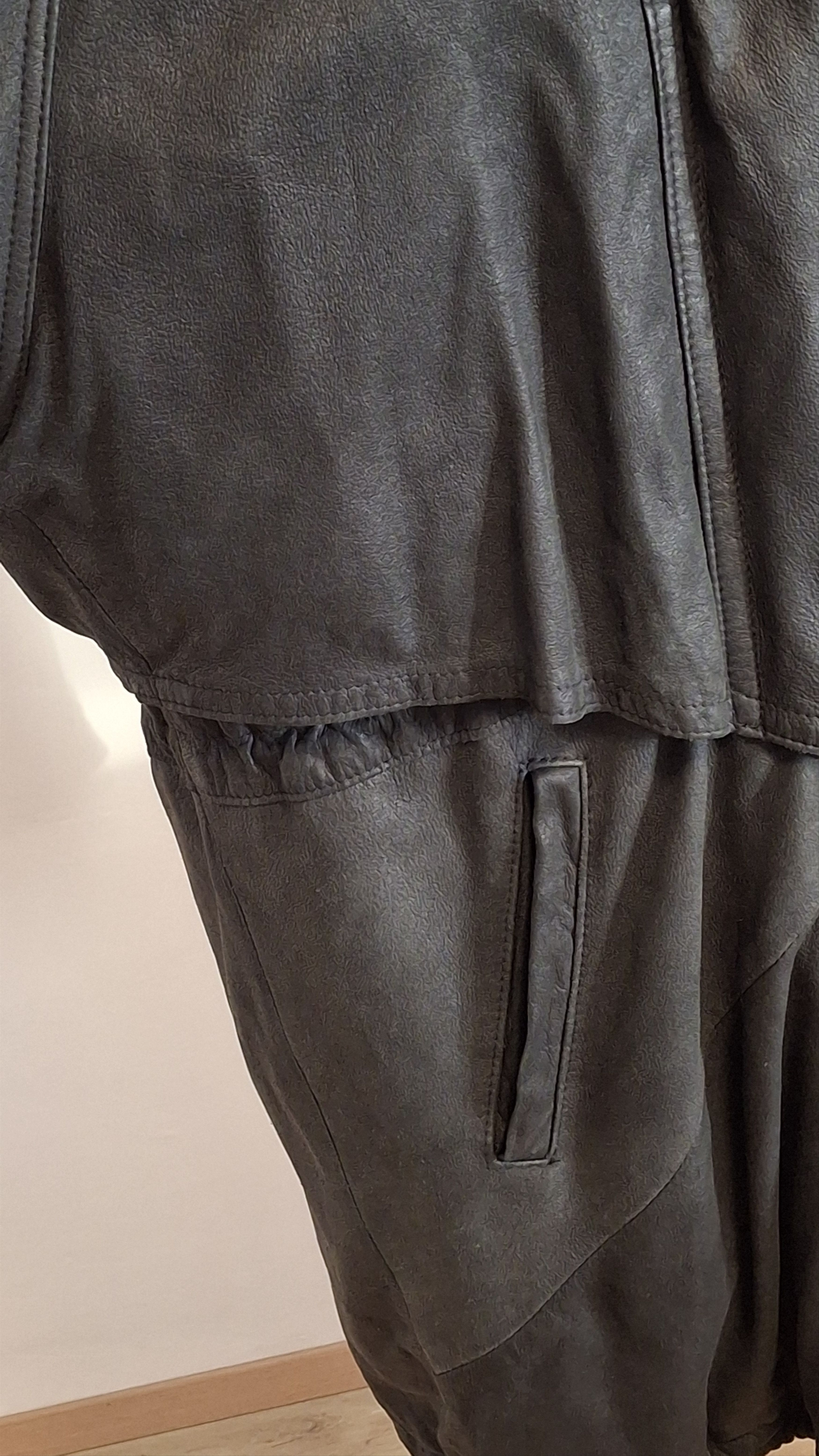Vintage Vintage 80s Oversized Hooded Leather Parka Graphite/Green Size M / US 6-8 / IT 42-44 - 8 Thumbnail