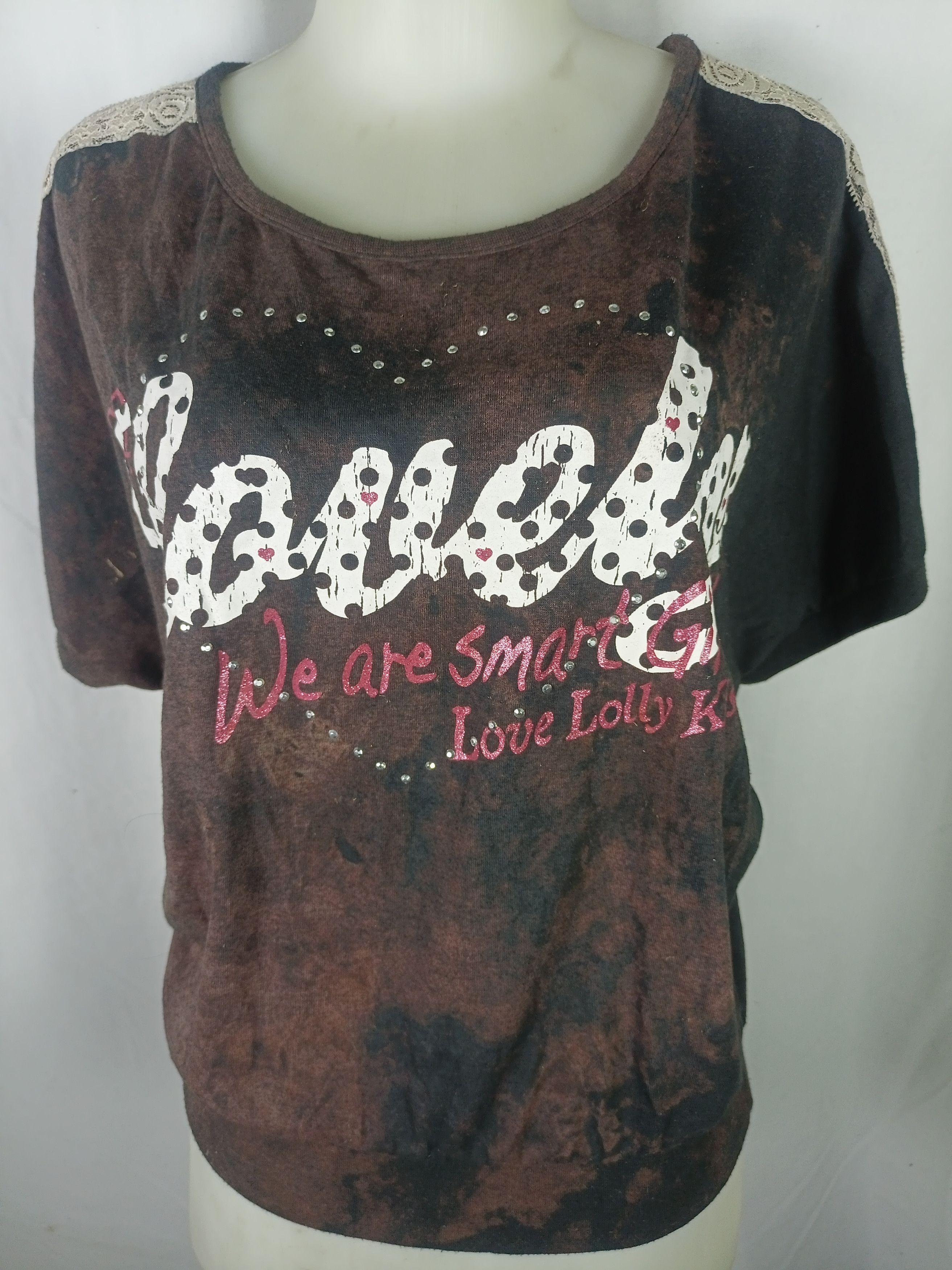 If Six Was Nine × Japanese Brand × Vintage ❤️LOVE LOLLY ❤️Tie Die Batwing Short T-Shirt Size L / US 10 / IT 46 - 2 Thumbnail
