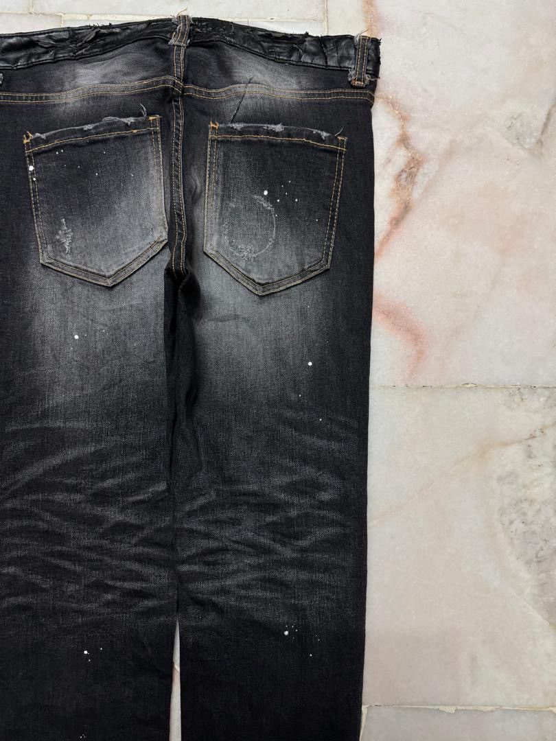 If Six Was Nine 💥SICK💥VINTAGE JAPANESE RAG JEANS INSANE MUDWASH BLACK DENIM Size US 31 - 17 Thumbnail