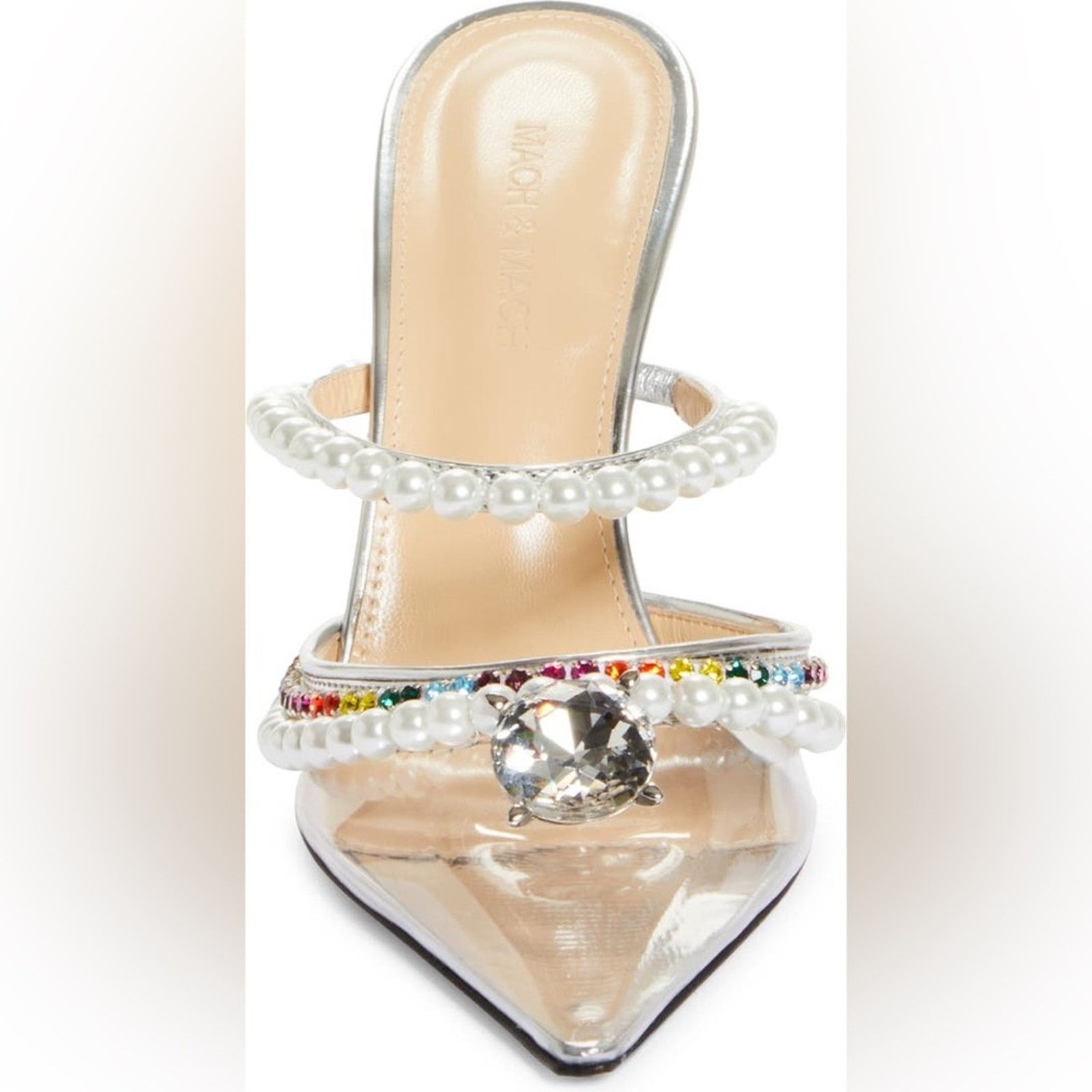 MACH & MACH Mach Mach Diamond Elizabeth Pearl Pointed Toe Mule 39 Size US 9 / IT 39 - 3 Thumbnail