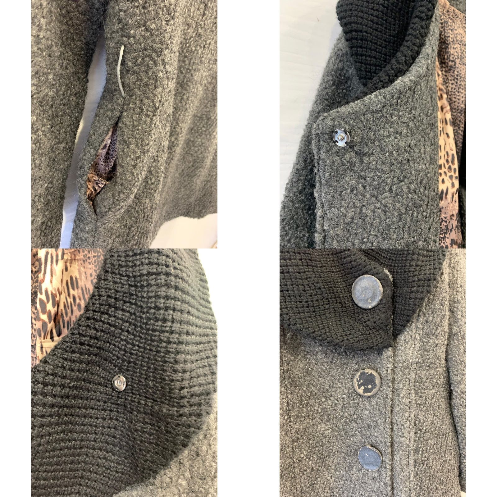 Max Mara VINTAGE Max Mara Coat Women XL Gray Oversized Collar Front Button Wool Coat Desginer#155 Size XL / US 12-14 / IT 48-50 - 8 Thumbnail