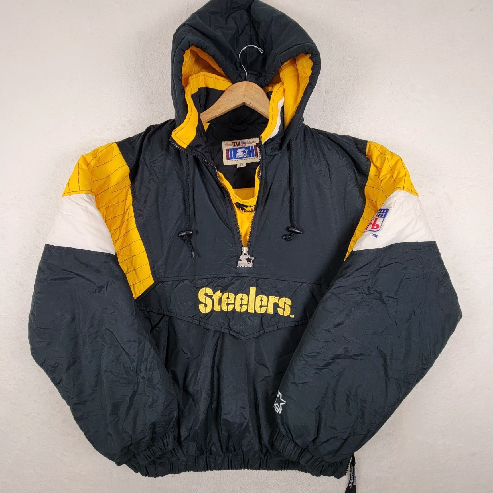 Starter VINTAGE Starter Pro Line Pittsburgh Steelers Puffer Jacket Men's M NFL Coat Black Nylon Lined 90s Size US M / EU 48-50 / 2 - 2 Thumbnail