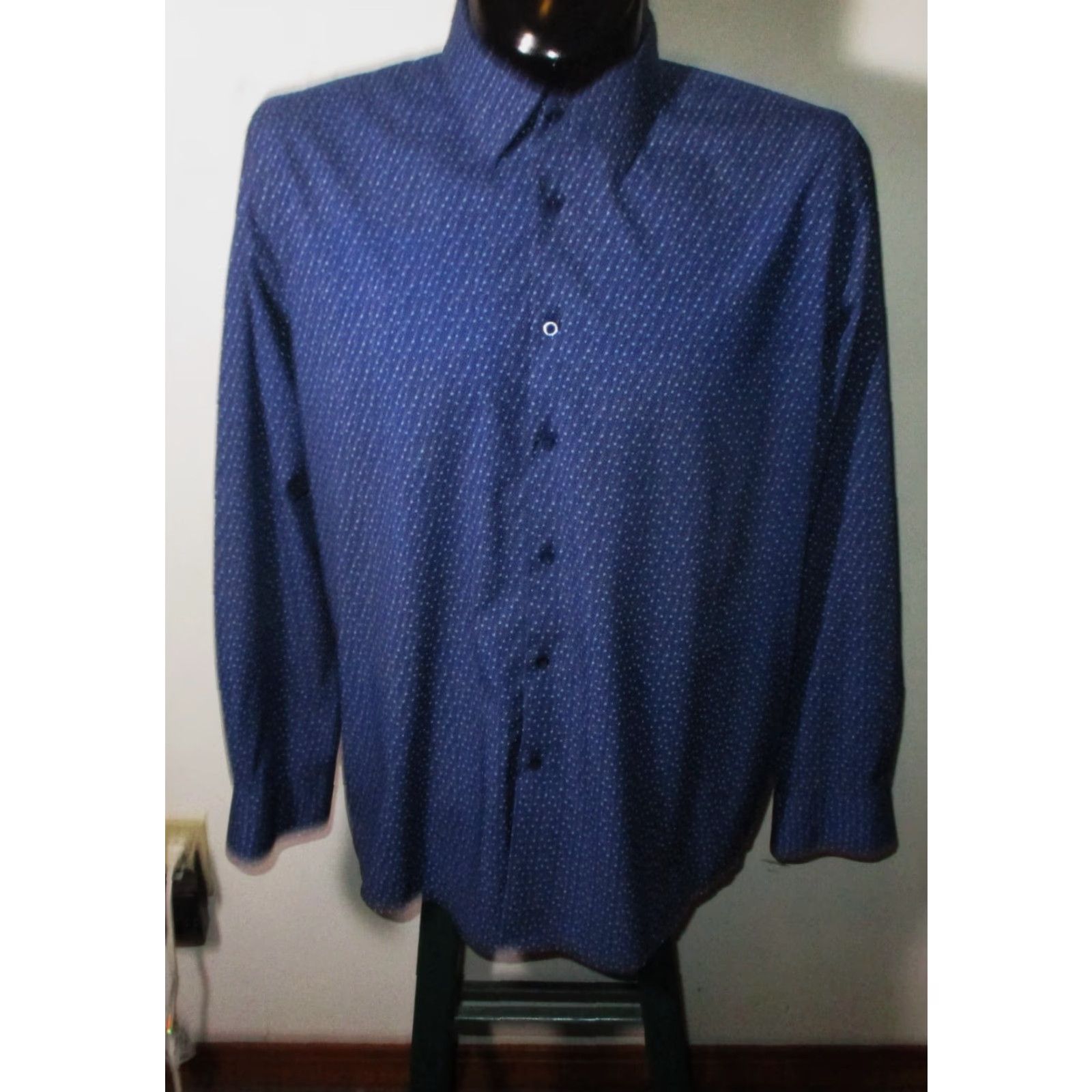 Lucky Brand LUCKY BRAND Dress Shirt Blue Slim Fit 4 Way Stretch 17/17.5/34-35 NWOT Men Shirt Size 48R - 2 Thumbnail