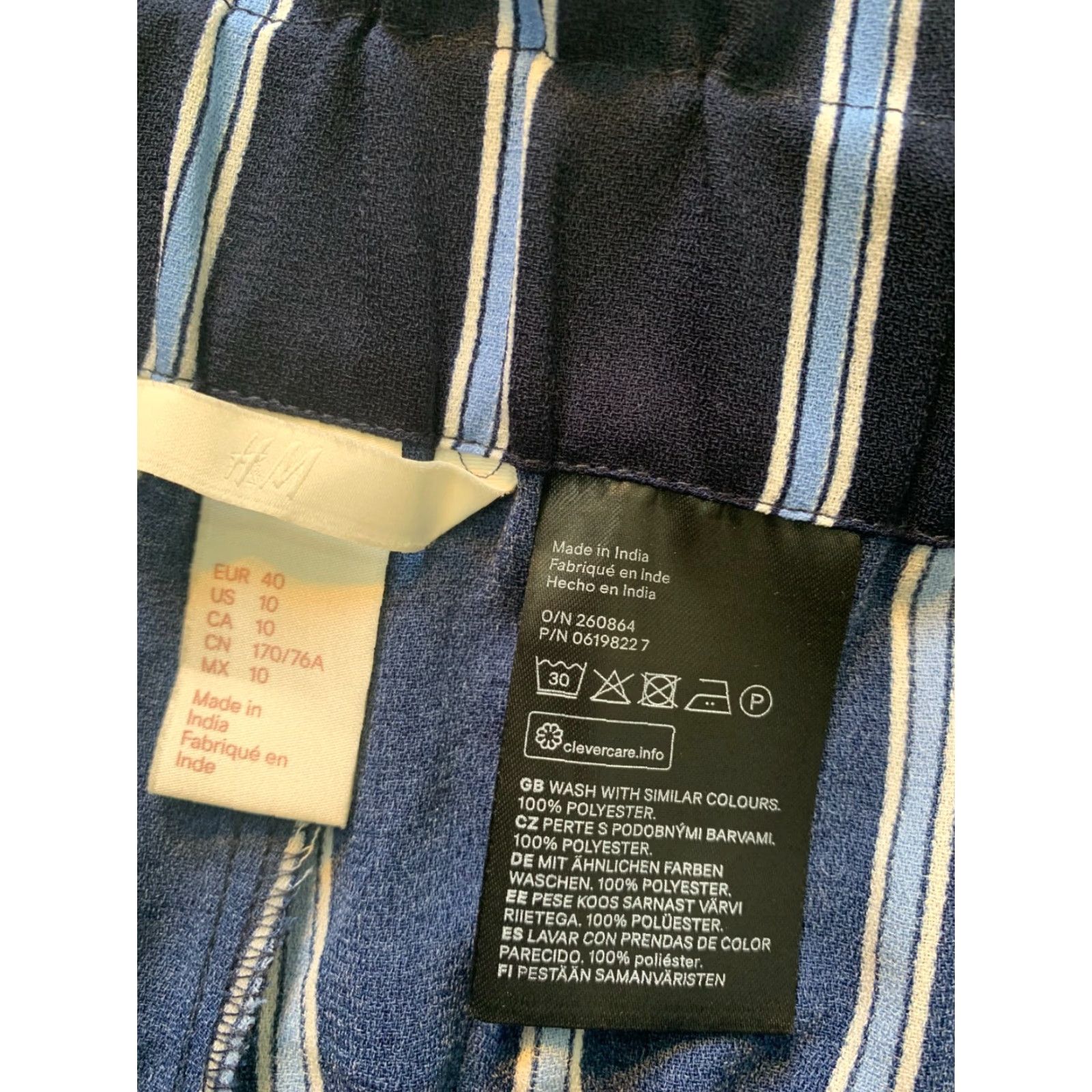 H&M H & M Blue Striped Pants Womens Size 10 Regular Dress Pants Casual Classic Fit Zip Closure Size 32" / US 10 / IT 46 - 4 Thumbnail