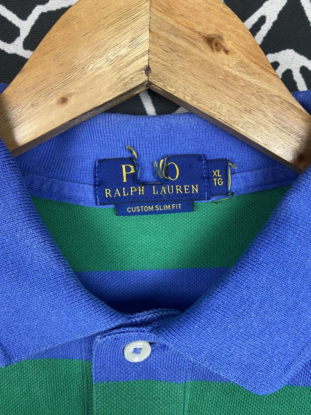 Polo Ralph Lauren Polo Ralph Lauren Striped Mesh Polo Shirt in Blue and Green Size US L / EU 52-54 / 3 - 4 Thumbnail