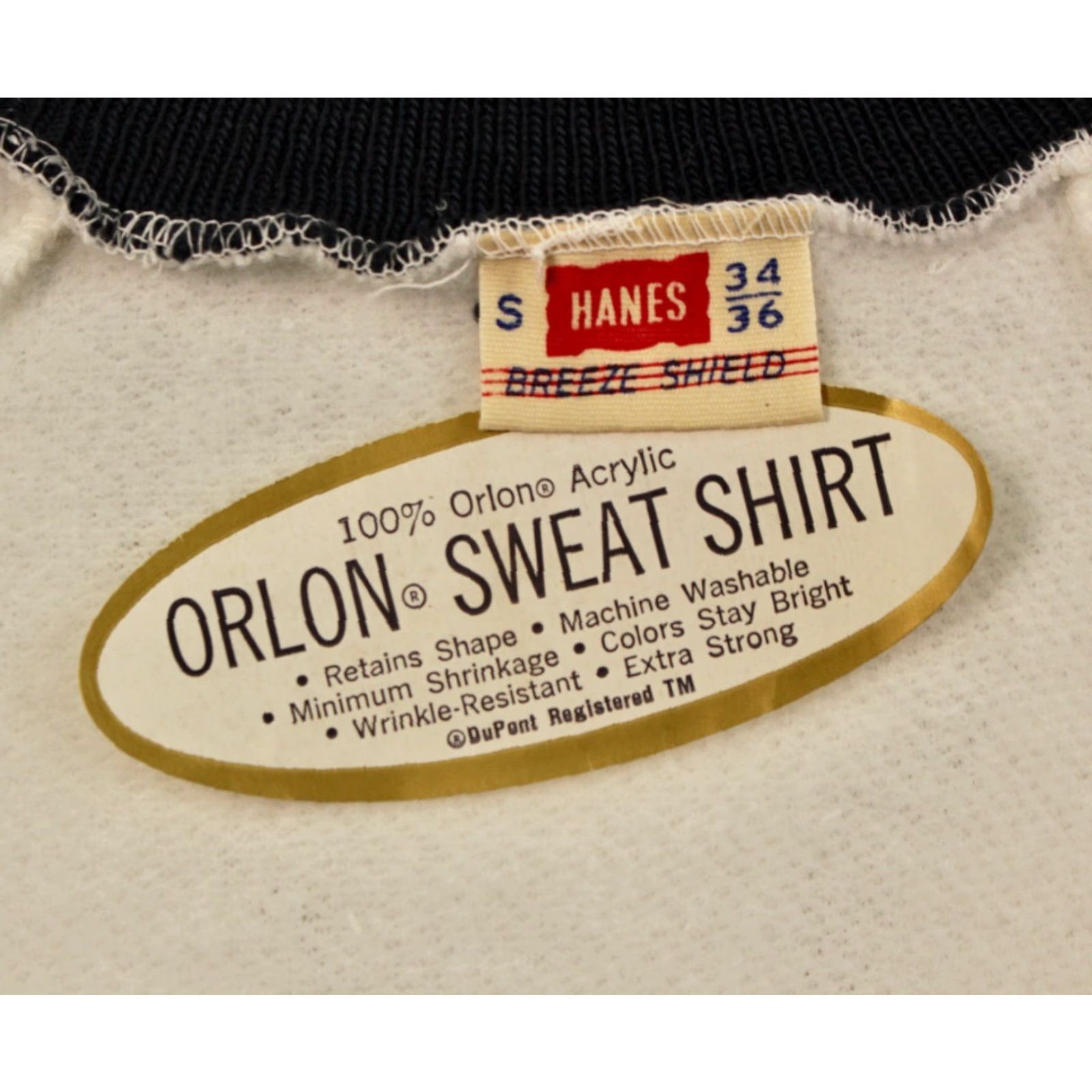 Hanes VINTAGE Hanes Shirt Adult Small 60s Sweatshirt White Navy 1960s NOS Short Sleeve Mens Size US S / EU 44-46 / 1 - 4 Thumbnail