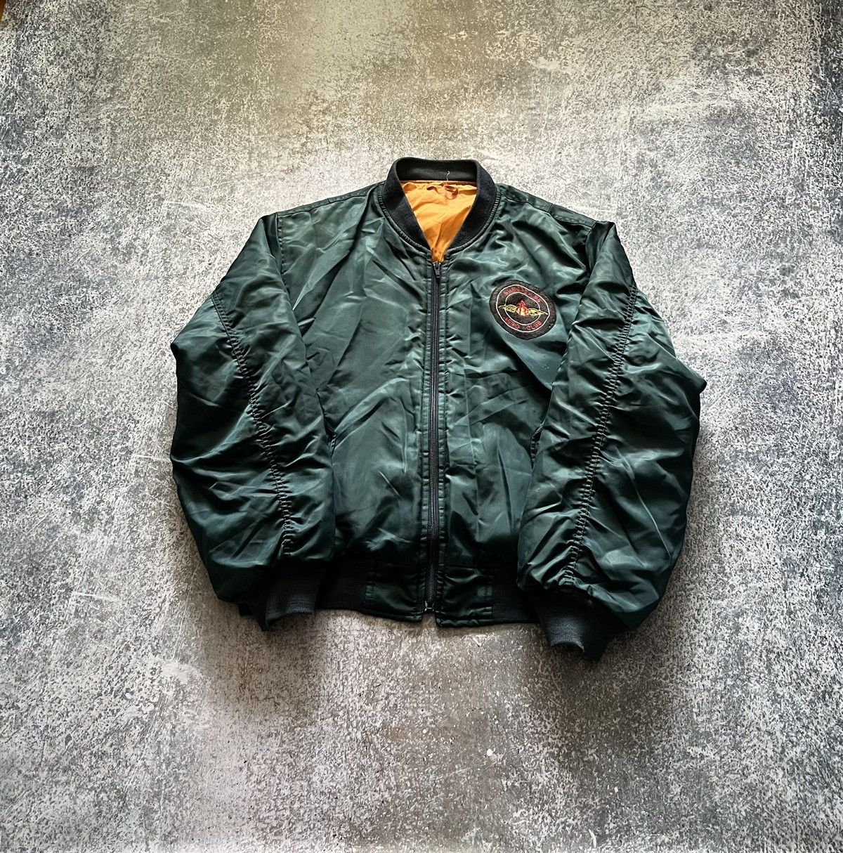 Trashed 80s Faded Distressed MA-1 26 Green Bomber Jacket