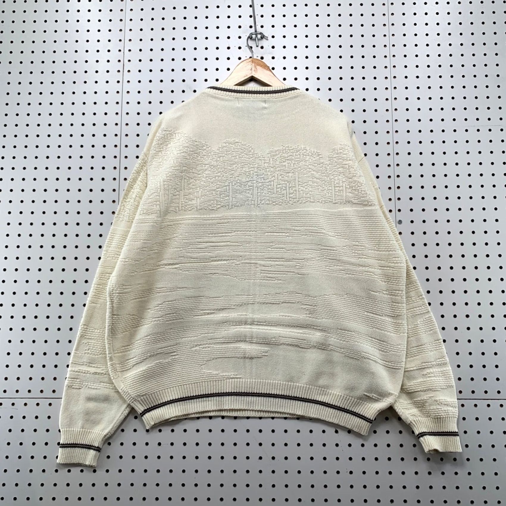 Vintage Pinnacle Golf Knit Sweater Mens XL Beige Ivory Graphic USA 26x27.5 Vintage Size US XL / EU 56 / 4 - 2 Thumbnail