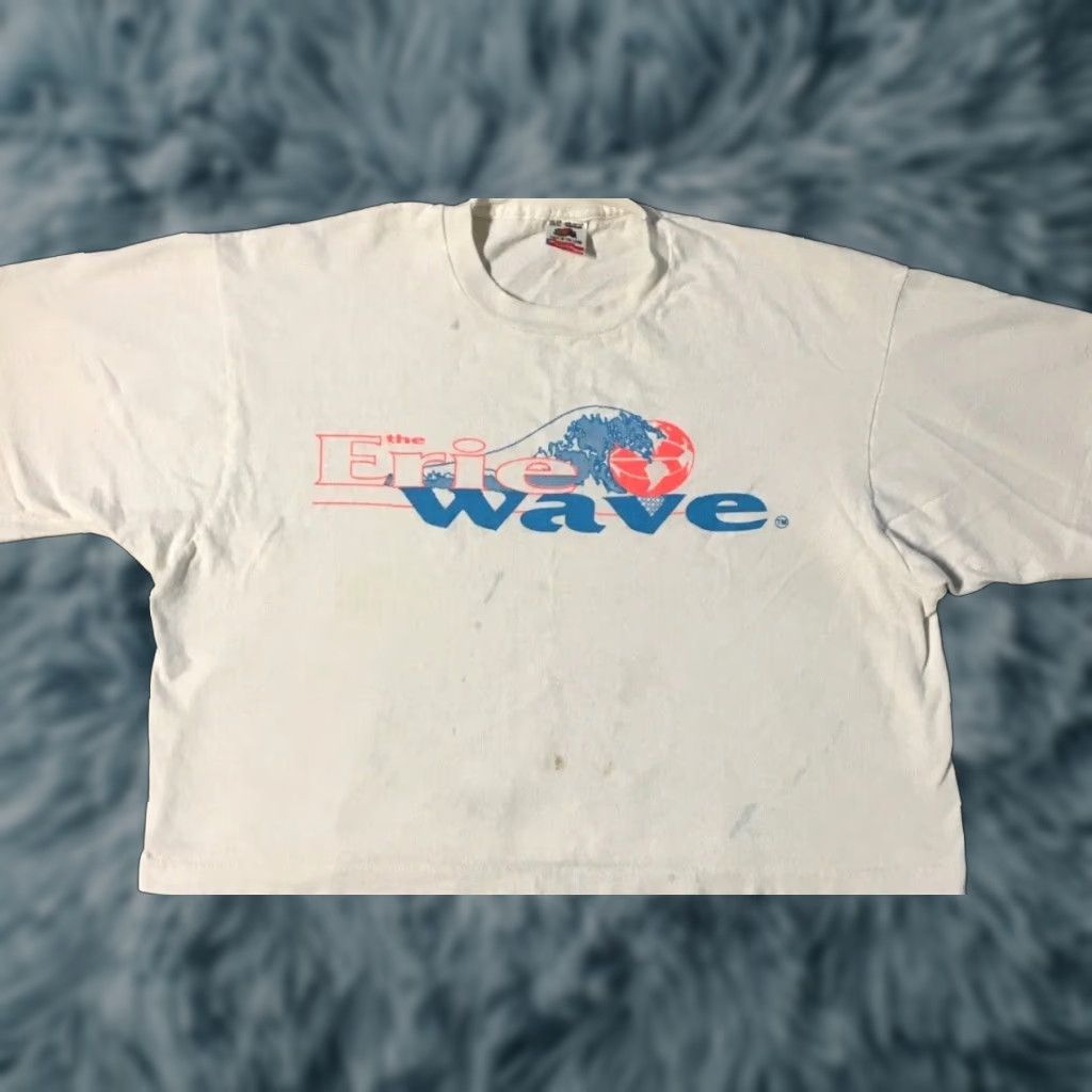 Vintage VINTAGE 90s Erie Wave Crop Shirt World Basketball League Defunct Team Faded Cropped Shirt White Size ONE SIZE - 1 Thumbnail