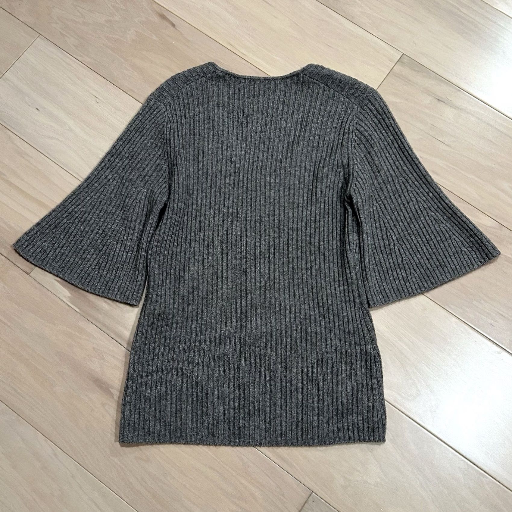 By Malene Birger VINTAGE Malene Birger Remona Ribbed Top 3/4 Sleeve Women’s Large Mushroom Wool Yak Knit Logo Blouse Pullover Regular Hand Wash Only Women Size L / US 10 / IT 46 - 2 Thumbnail