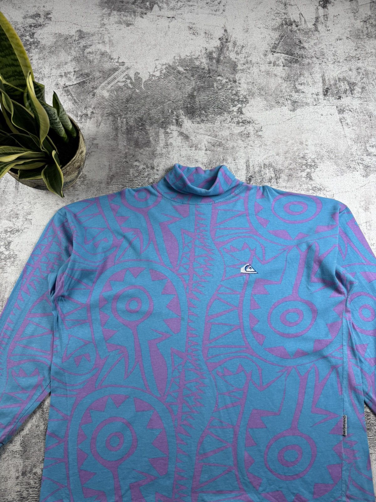 Quiksilver Quicksilver 80s Vintage USA Monogram Surf Blue Turtleneck Pullover Sweatshirt Size US L / EU 52-54 / 3 - 4 Thumbnail