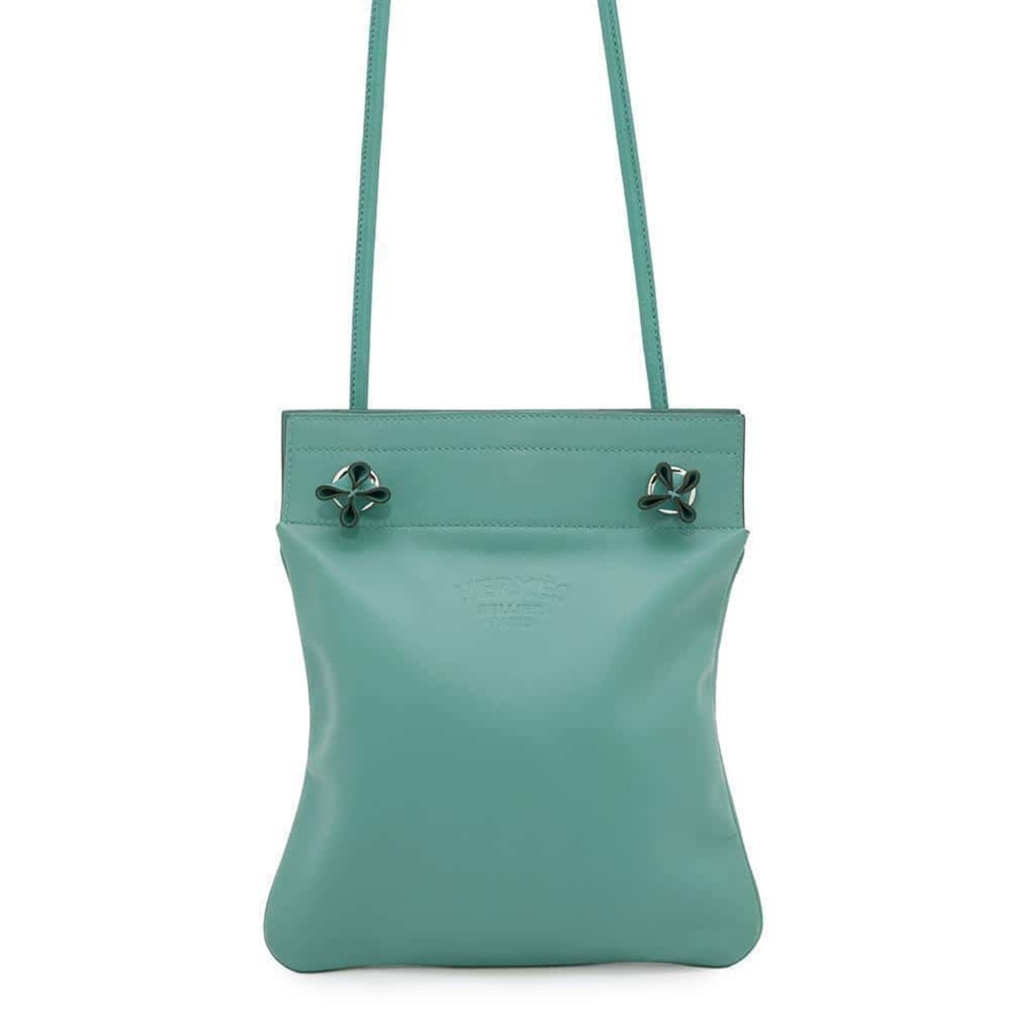 Hermes Shoulder Bag Sac Aline Mini Vert Veron Swift D Stamp in Silver, Women's