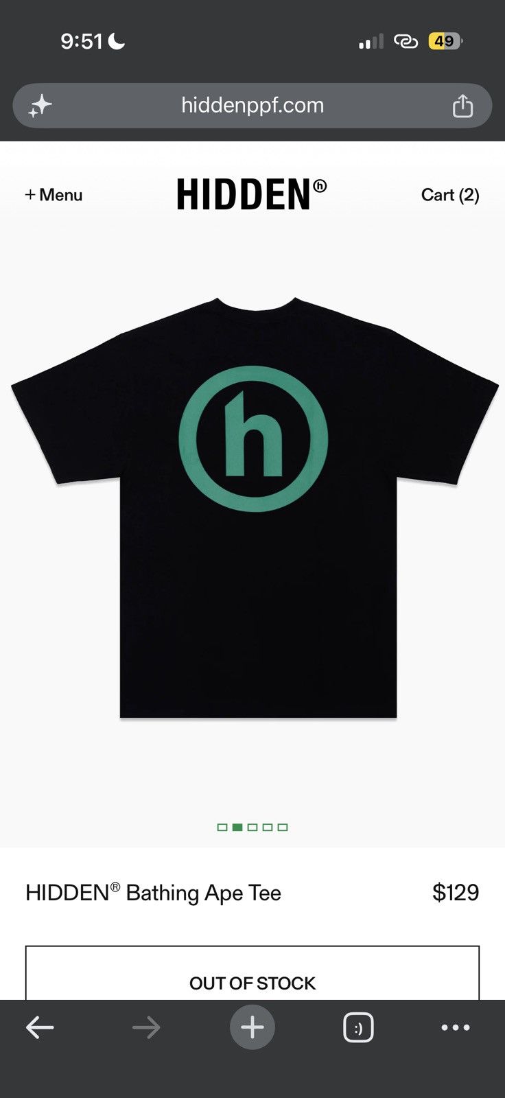 Bape BAPE X HIDDEN BATHING APE TEE - XL - BLACK Size US XL / EU 56 / 4 - 9 Thumbnail