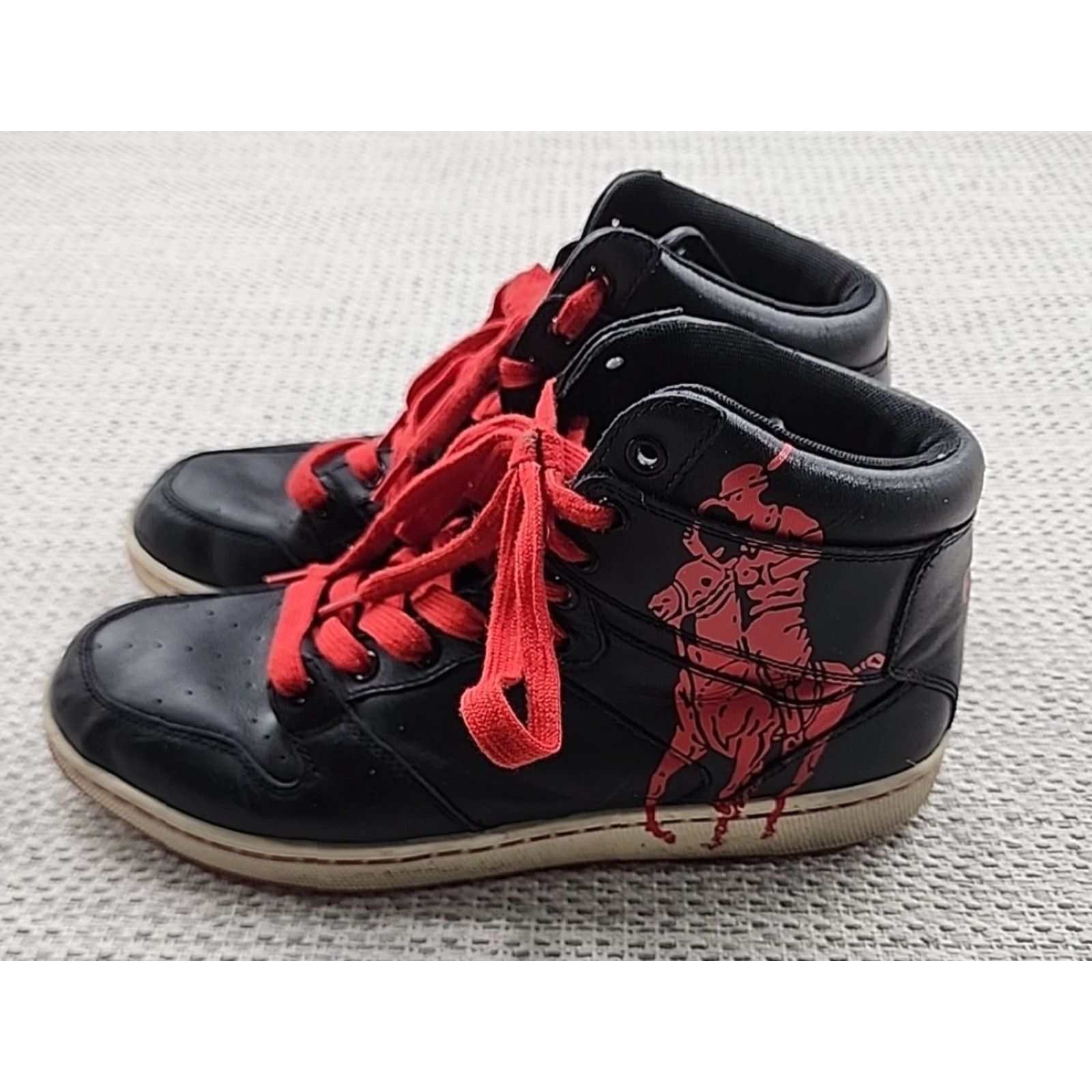Polo Ralph Lauren Ralph Lauren Leather High Top Sneakers Mens 10.5 D Vance Black Big Pony Size US L / EU 52-54 / 3 - 6 Thumbnail