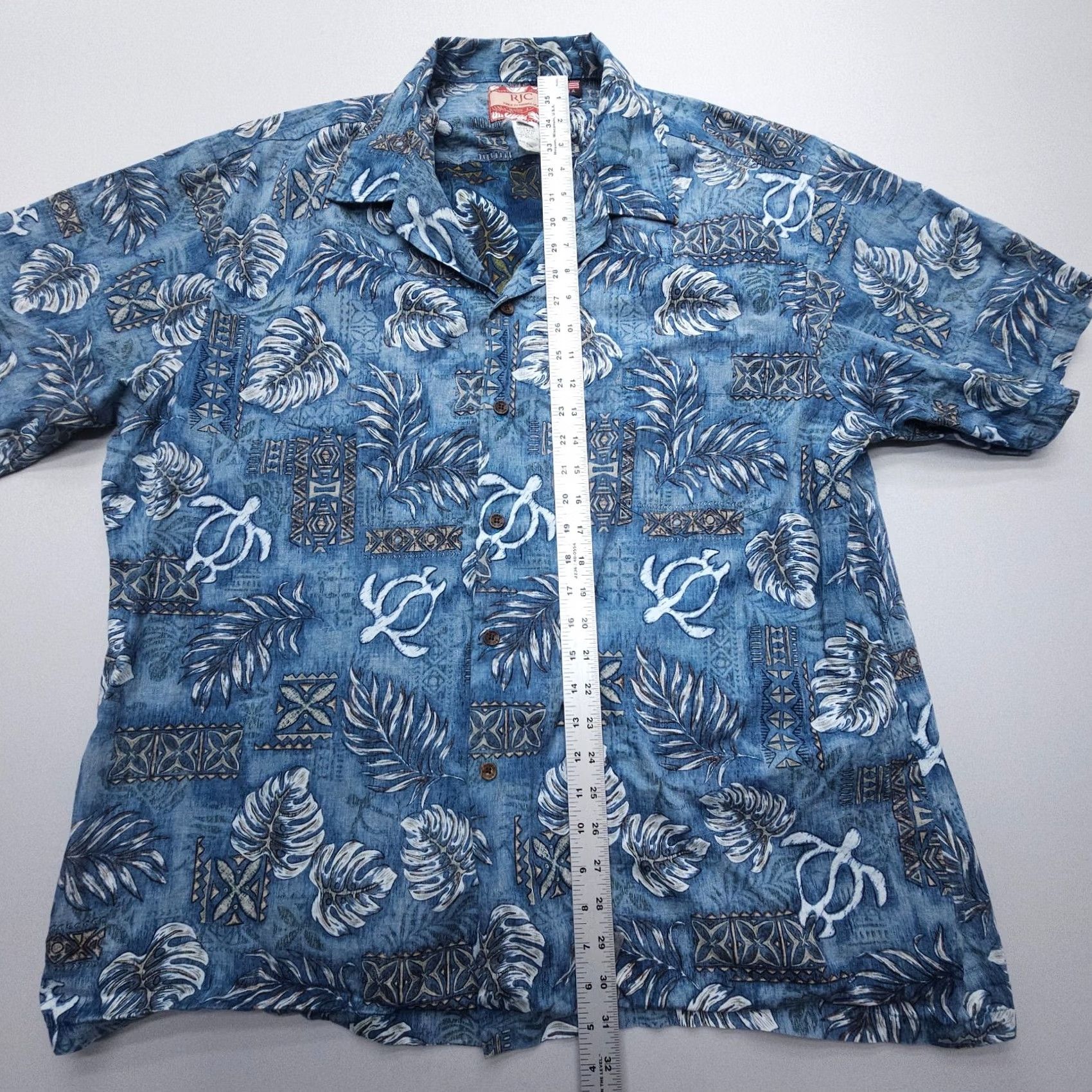 Vintage VINTAGE RJC Hawaiian Shirt Mens 3X Tropical Sea Turtle Print Blue Made USA Travel Size US XXL / EU 58 / 5 - 7 Thumbnail