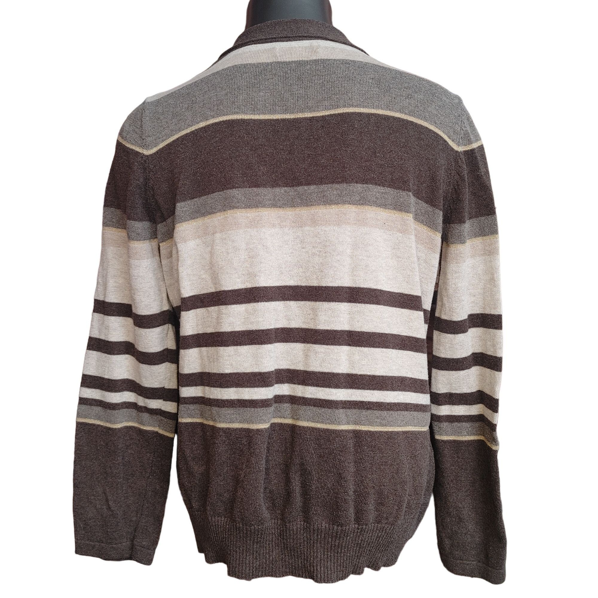 Croft & Barrow Croft & Barrow Women's Brown Stripped Long Sleeve Knit Sweat Size XL / US 12-14 / IT 48-50 - 2 Thumbnail