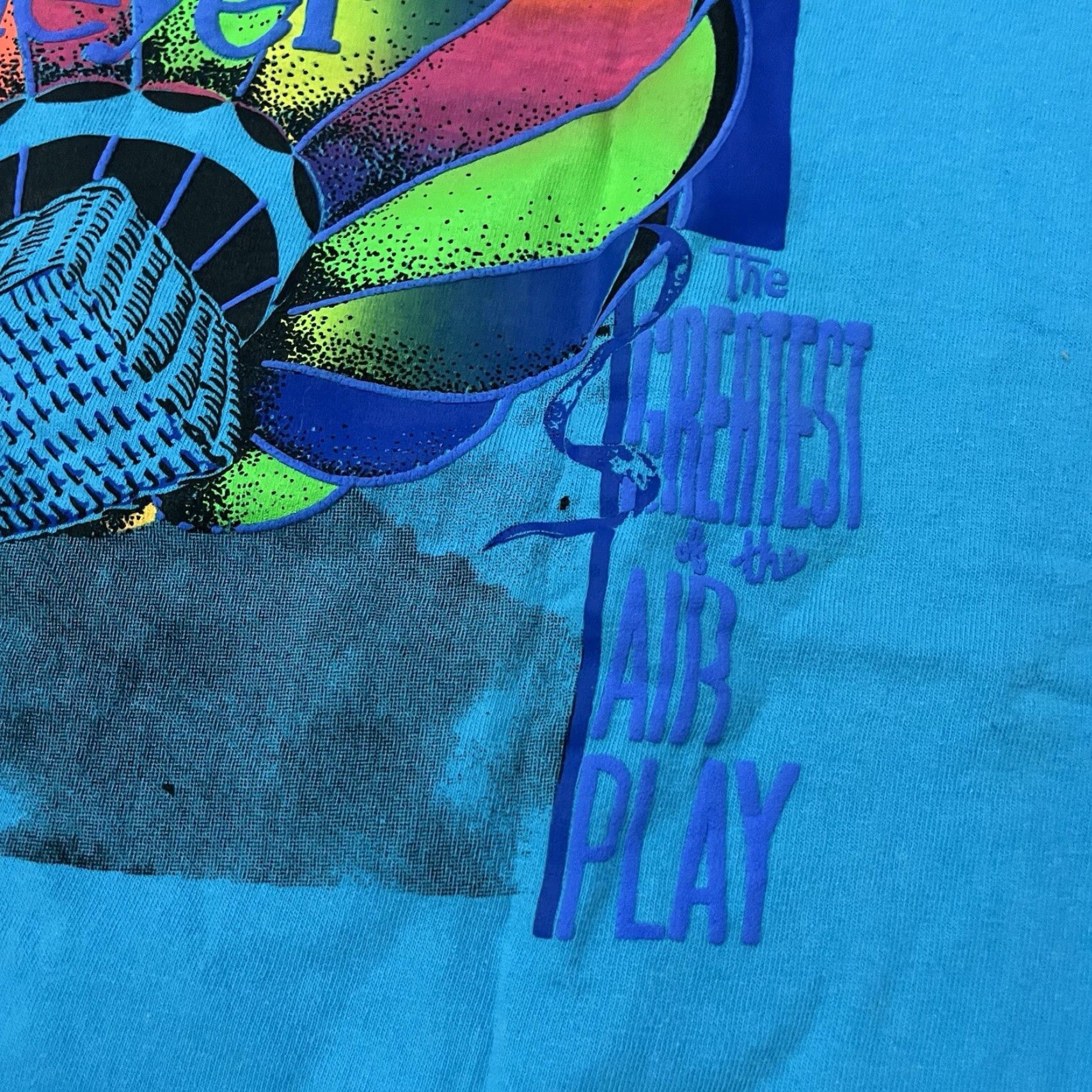 Obermeyer VINTAGE Obermeyer Hot Air Balloon Mens Blue Puffy Print T-Shirt L Ocean Travel Souvenir 80s Mens Shirt Size US L / EU 52-54 / 3 - 3 Thumbnail