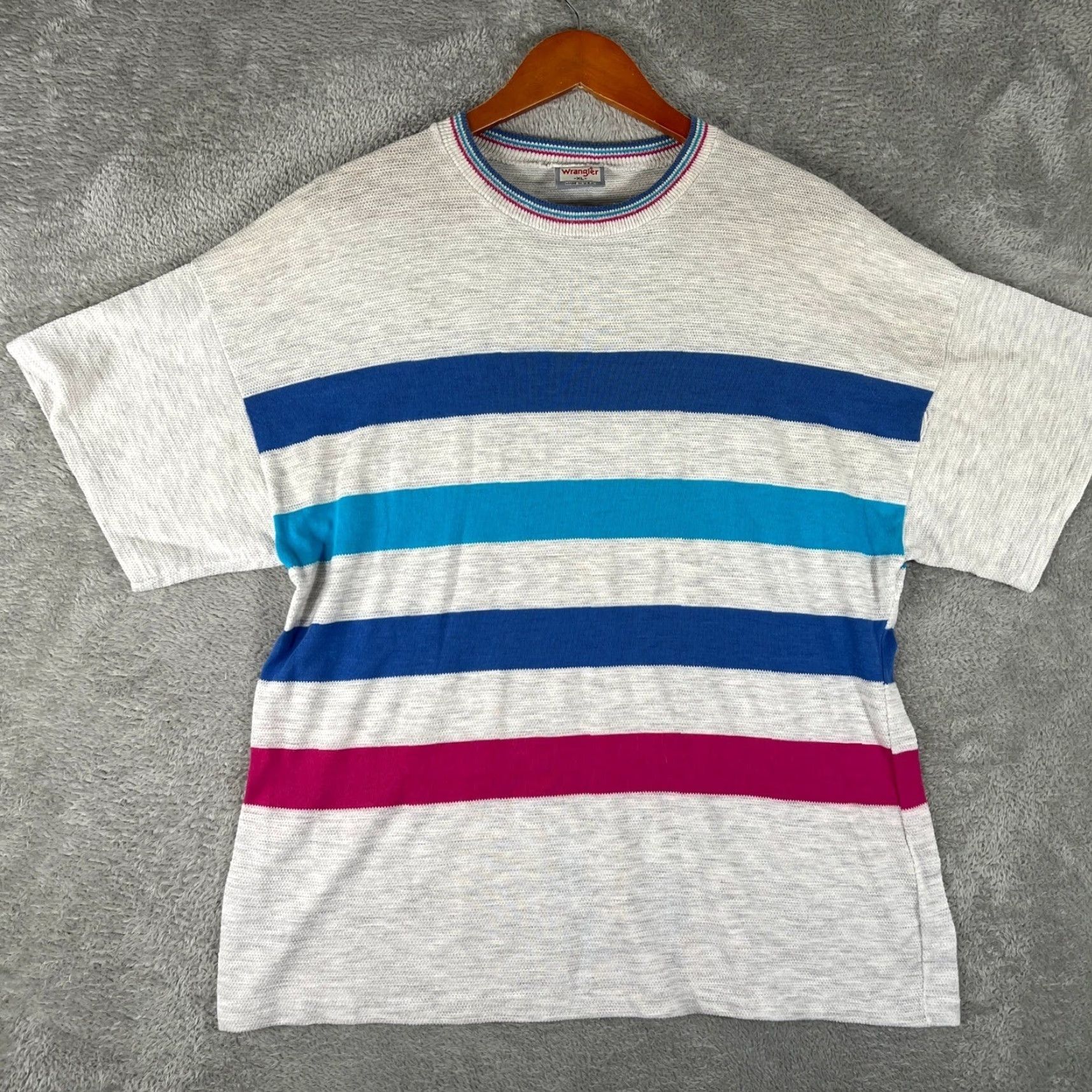 Wrangler VINTAGE Wrangler Striped Shirt Mens XL Gray Blue Pink 90s USA Made Size US XL / EU 56 / 4 - 2 Thumbnail