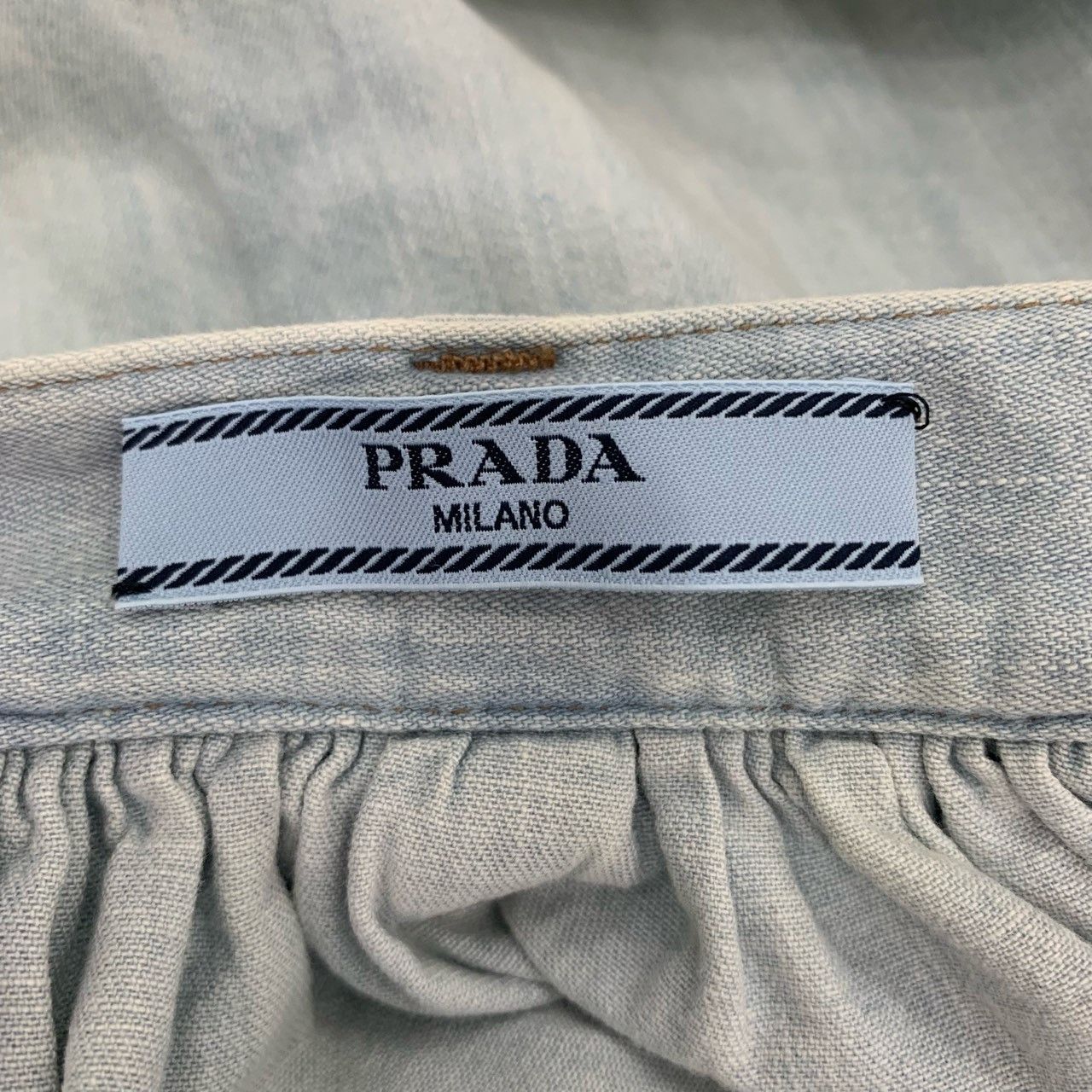 Prada Prada Logo Print Distressed Blue Gradient Cotton Maxi Dress Size 27" / US 4 / IT 40 - 6 Thumbnail