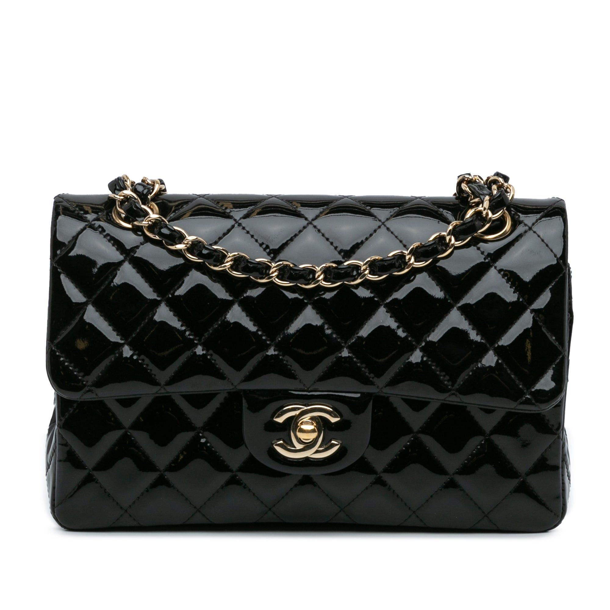 Chanel Chanel Small Classic Patent Double Flap Black Size ONE SIZE - 1 Thumbnail