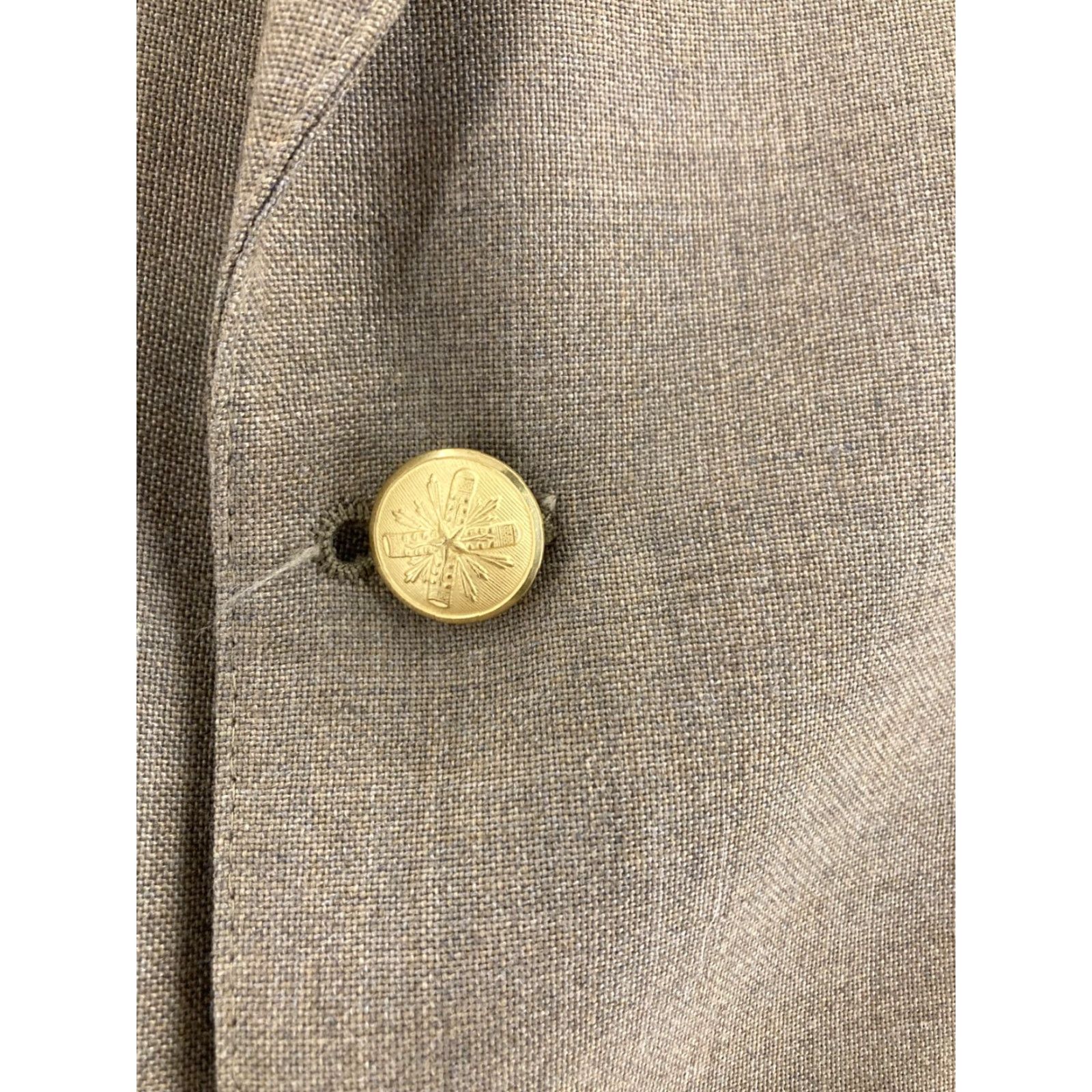 Vintage VINTAGE Wall Street Collection Blazer Mens 42 L Beige Jersey 2-Button Notch Lapel Long Sleeve Single-Breasted USA Made 90s Sport Theme Mens Size 42R - 2 Thumbnail