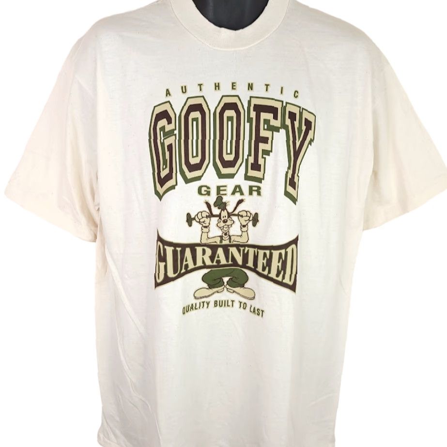 Disney VINTAGE Goofy T Shirt Mens Size Large 90s Disney Made In USA Cotton Beige Crew Neck Short Sleeve T-Shirt Disney Mens 90s Workout Gym Walt Disney Size US L / EU 52-54 / 3 - 2 Thumbnail