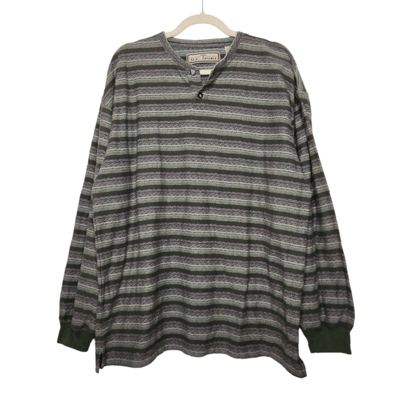 Vintage VINTAGE Cobain 90s Y2K Henley Long Sleeve Striped Multi Earth Tones XL Men M.E. Sport Grunge Skater Size US XL / EU 56 / 4 - 2 Thumbnail