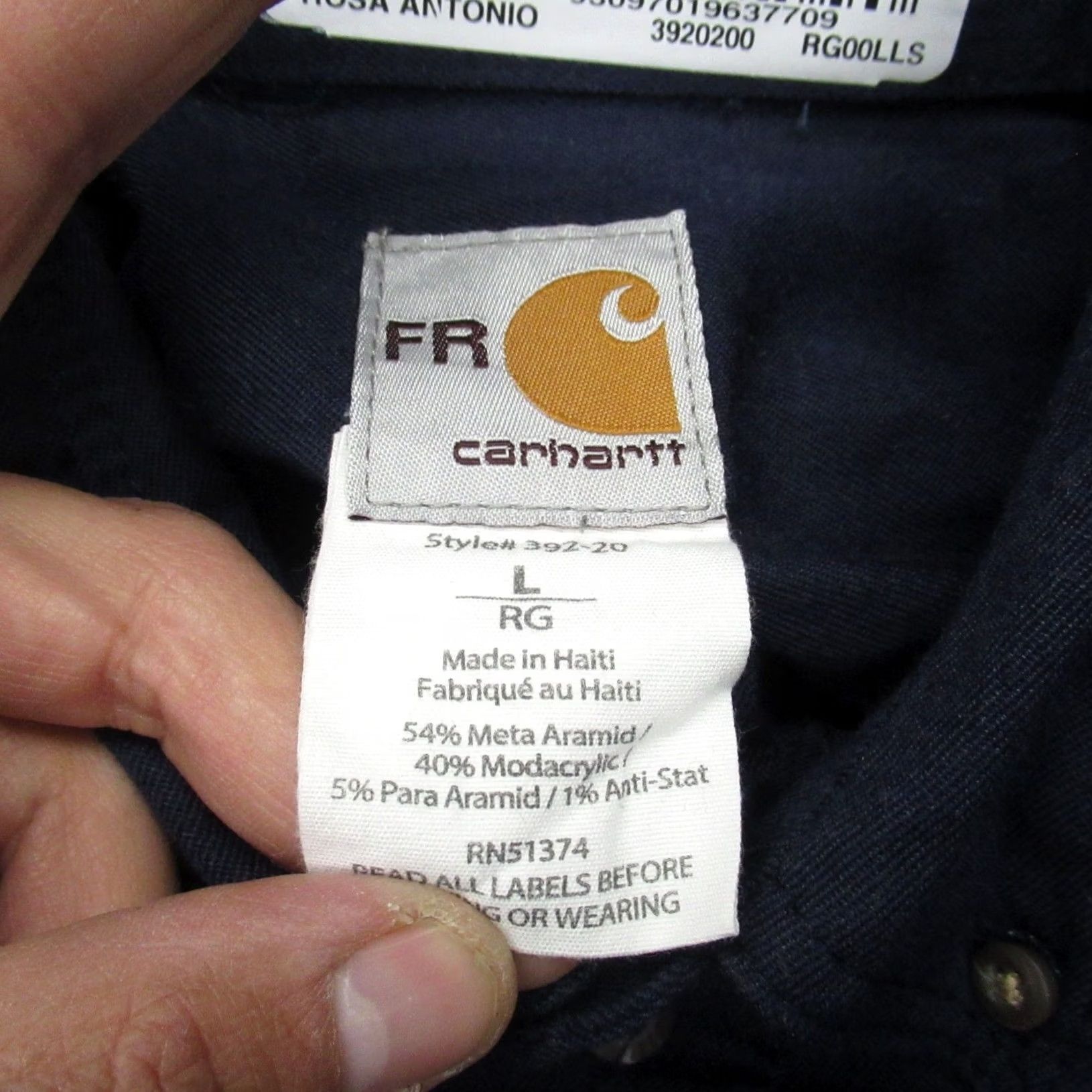 Carhartt VINTAGE Carhartt FR Work Shirt Men Large Navy Blue Antonio Fire Resistant Rugged NEW Size US L / EU 52-54 / 3 - 6 Thumbnail