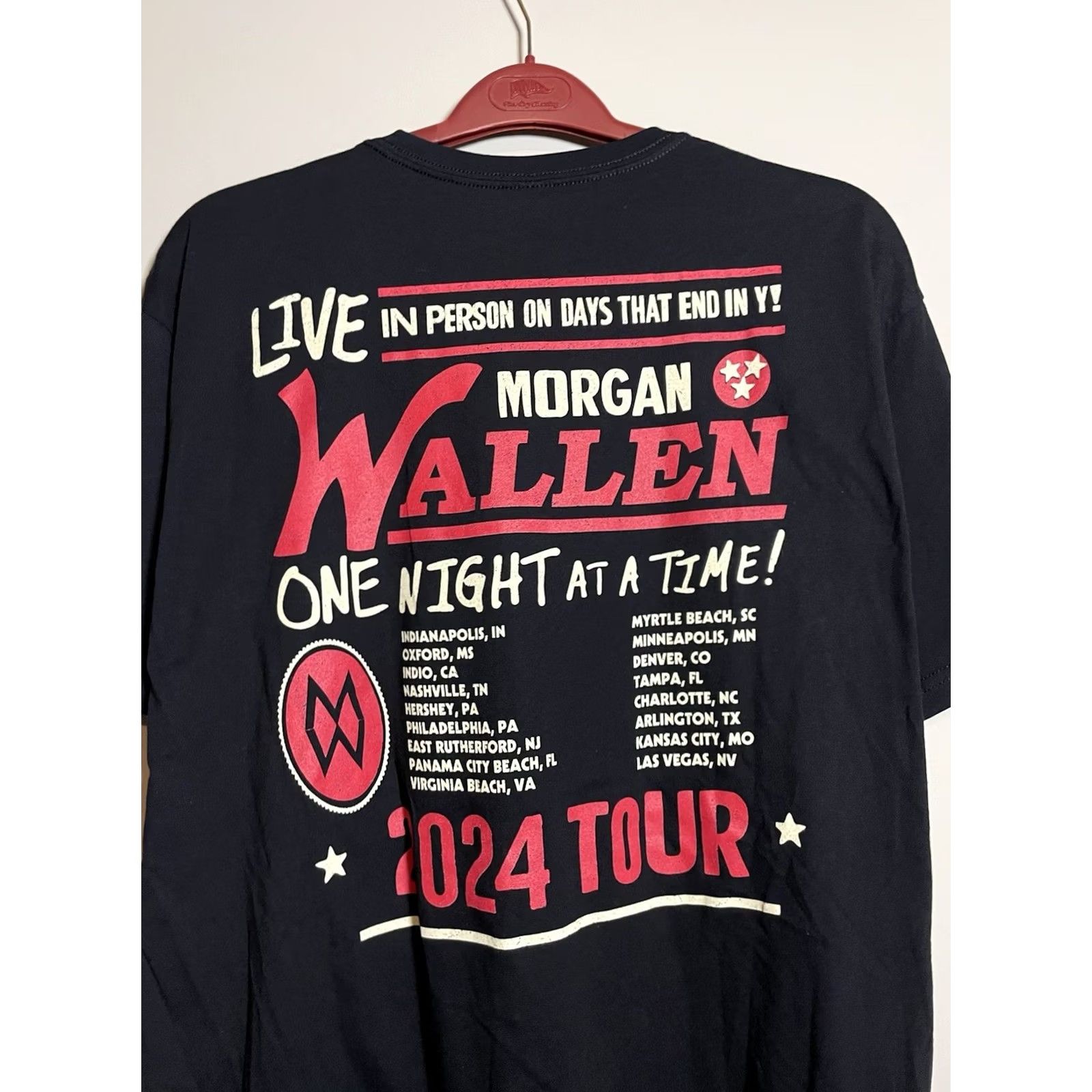 Vintage Morgan Wallen One Night At A Time World Tour T Shirt Black 2XL Mens Crew Neck Short Sleeve Logo Cotton Vintage: No Size US XXL / EU 58 / 5 - 6 Thumbnail